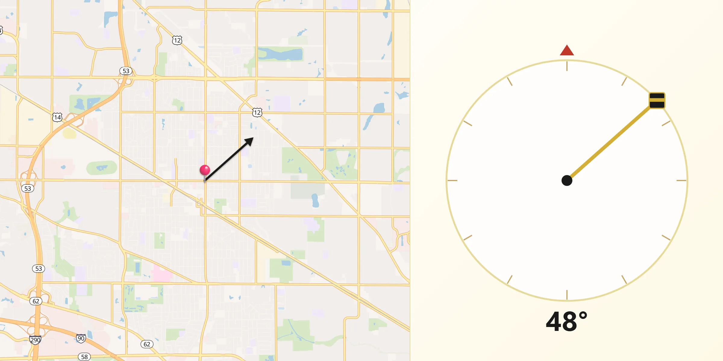 Qibla Direction from Arlington Heights