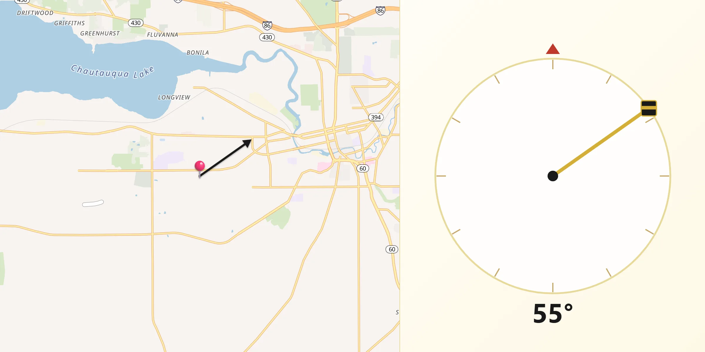 Qibla Direction from Jamestown West