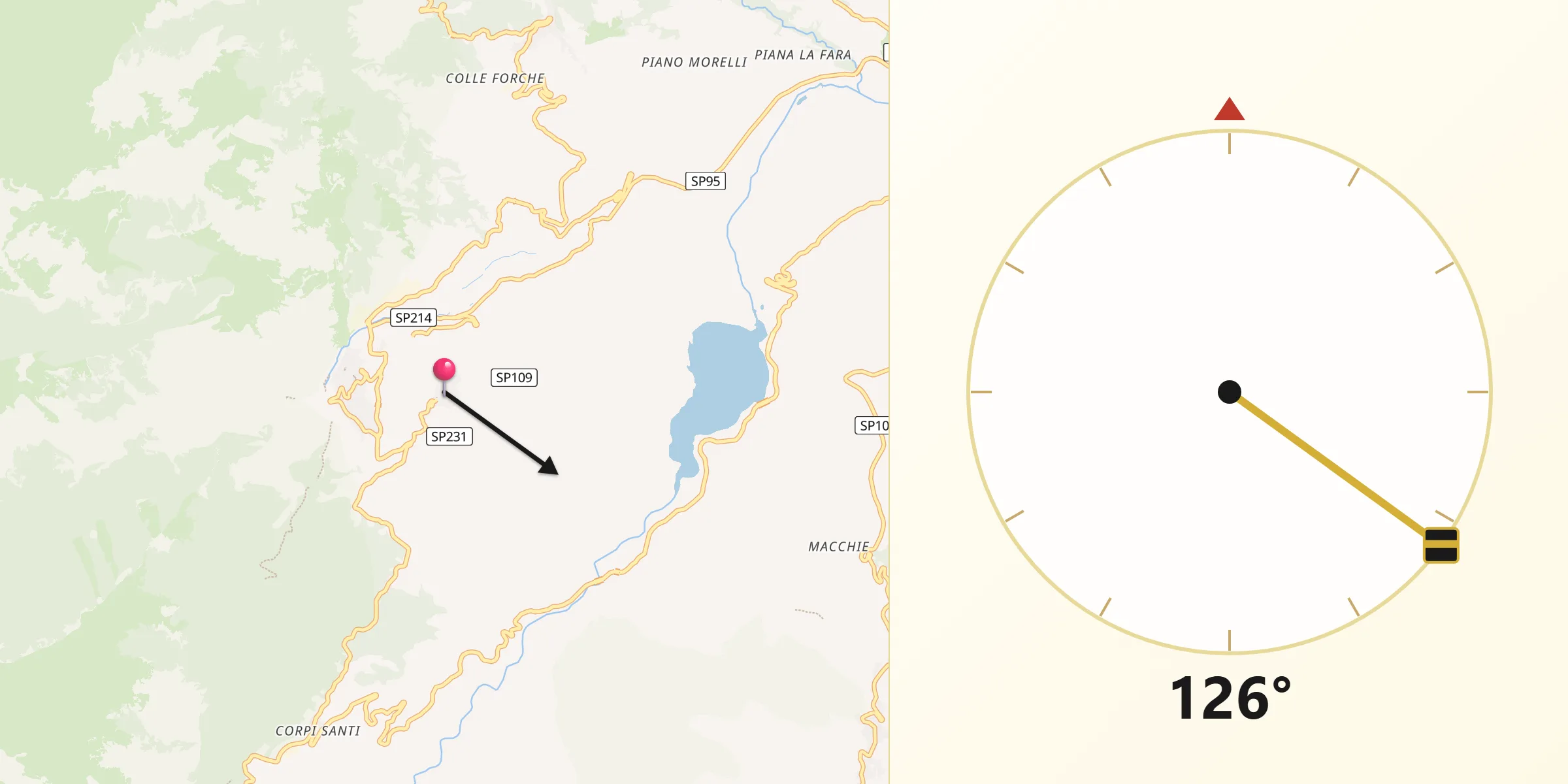 Direzione della Qibla da Civitella Messer Raimondo