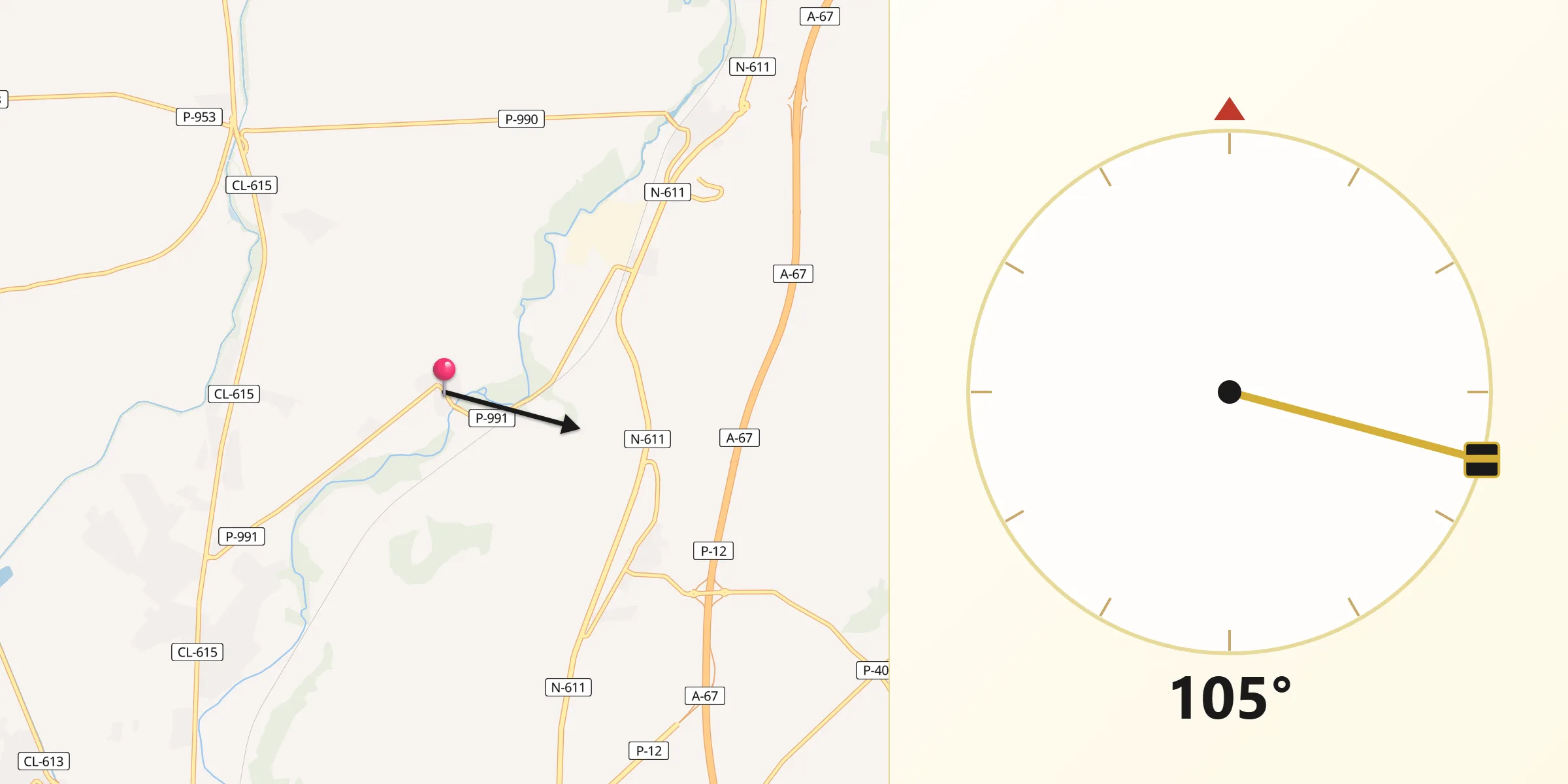 Dirección de la Qibla desde Husillos