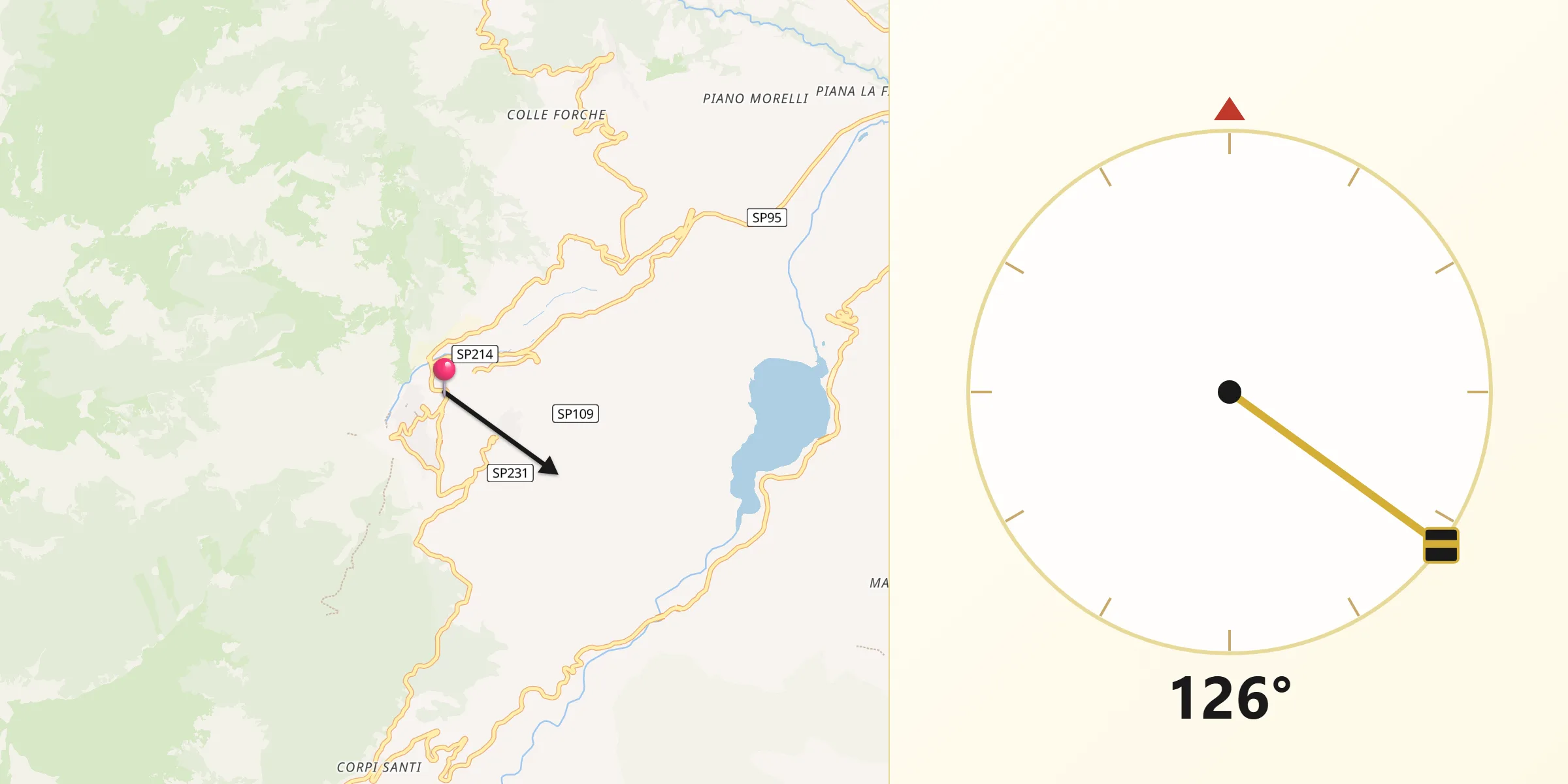 Direzione della Qibla da Fara San Martino