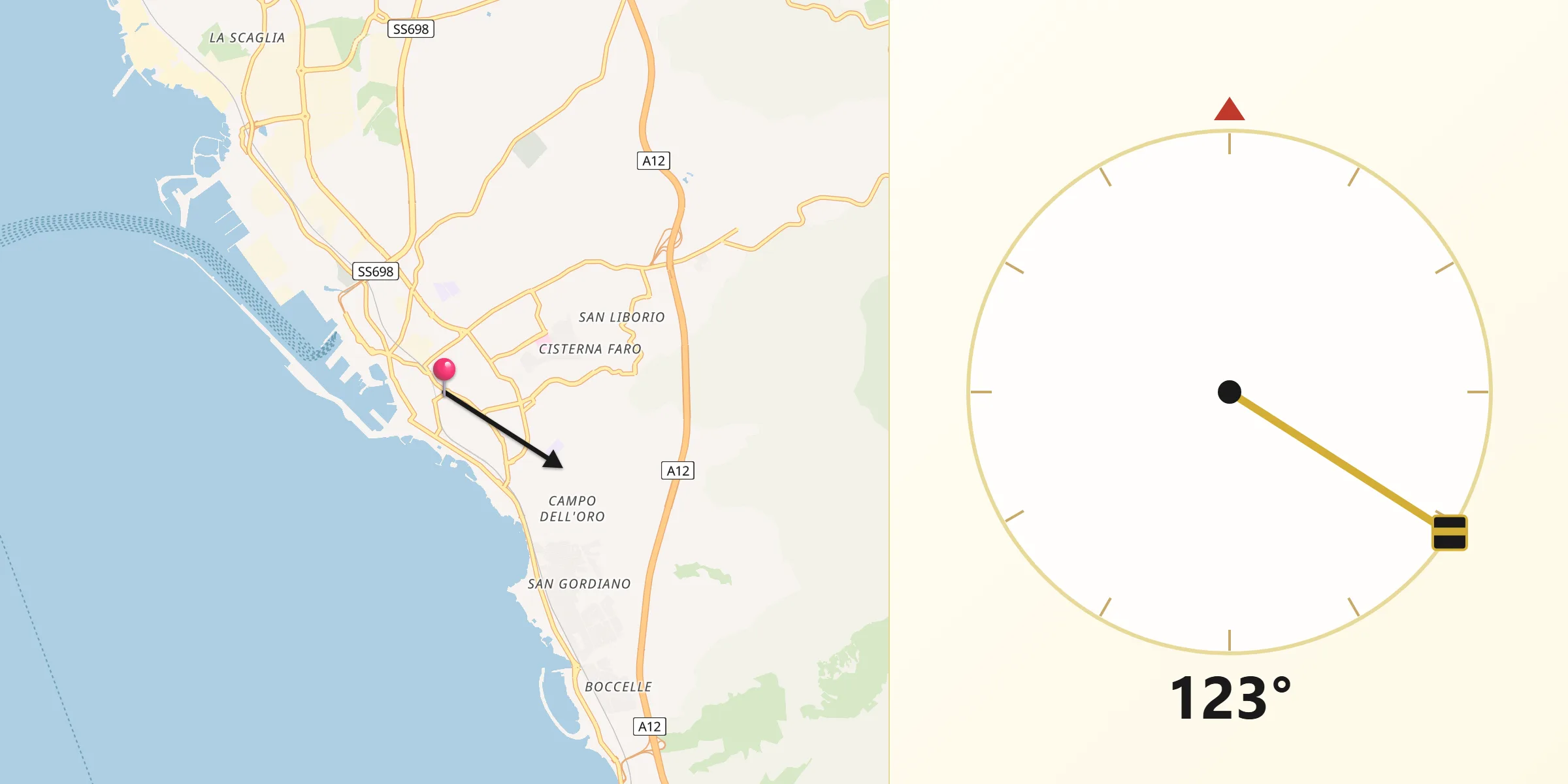 Direzione della Qibla da Civitavecchia