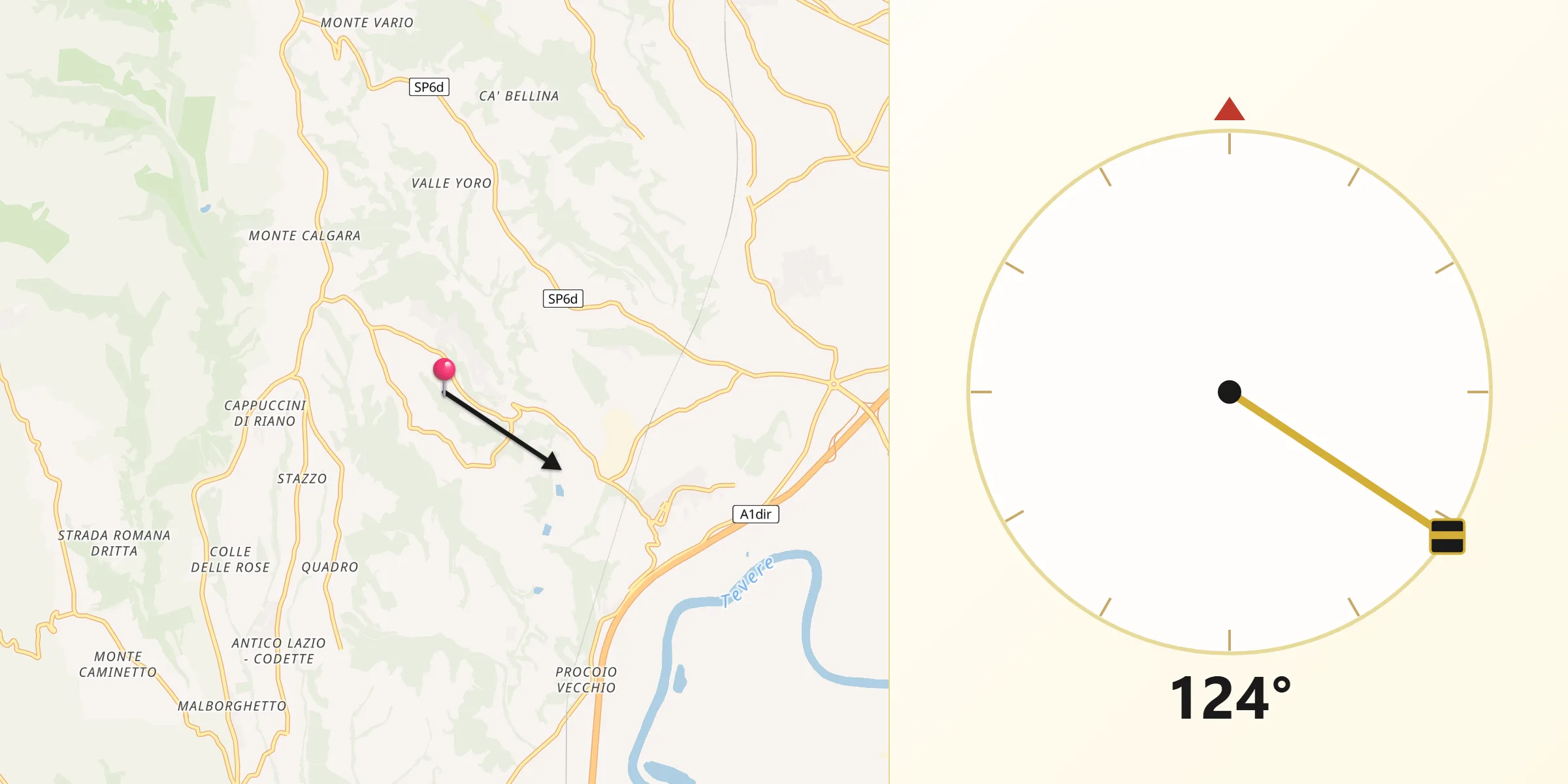 Direzione della Qibla da Riano