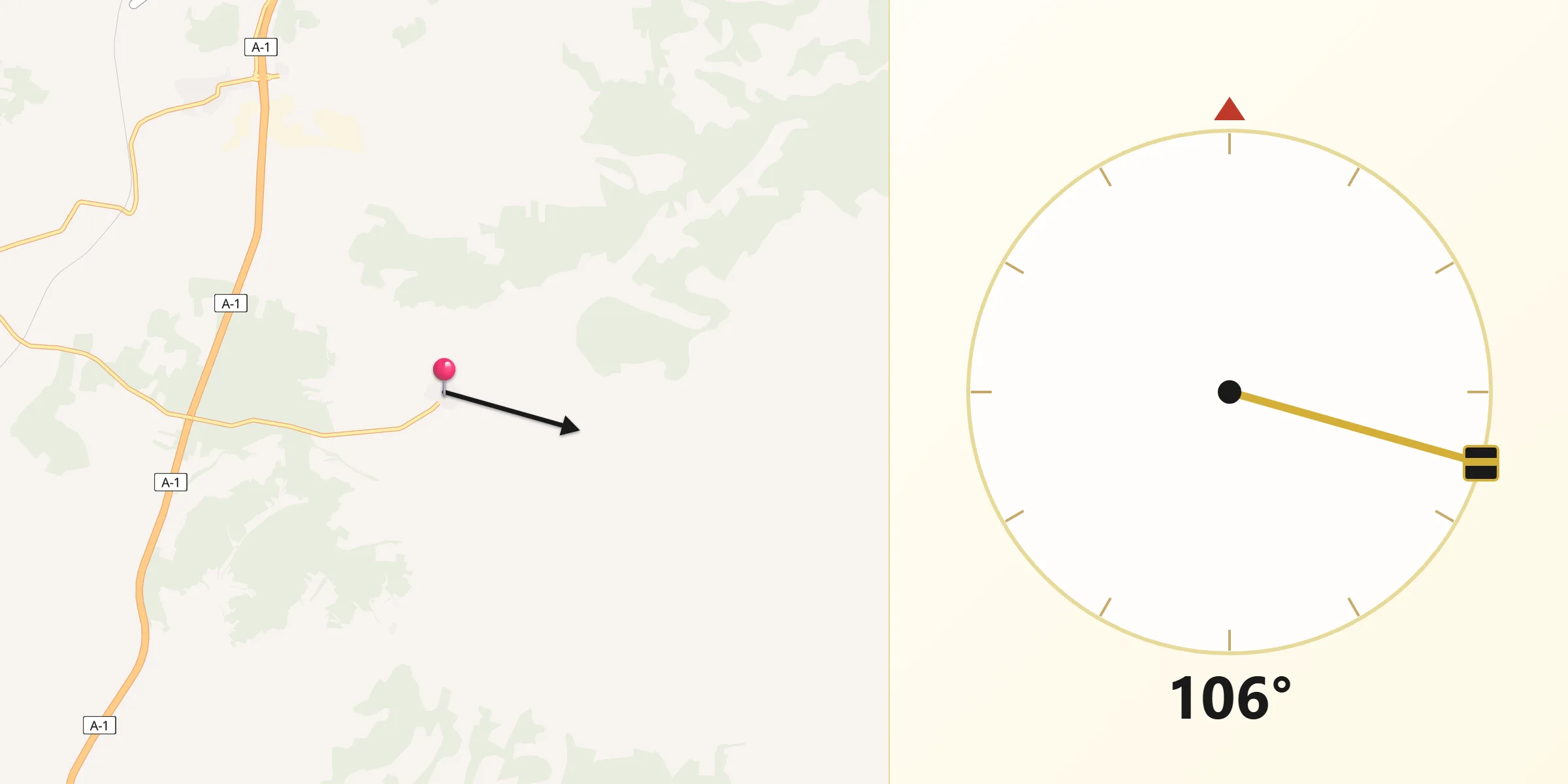 Dirección de la Qibla desde Torrecilla del Monte