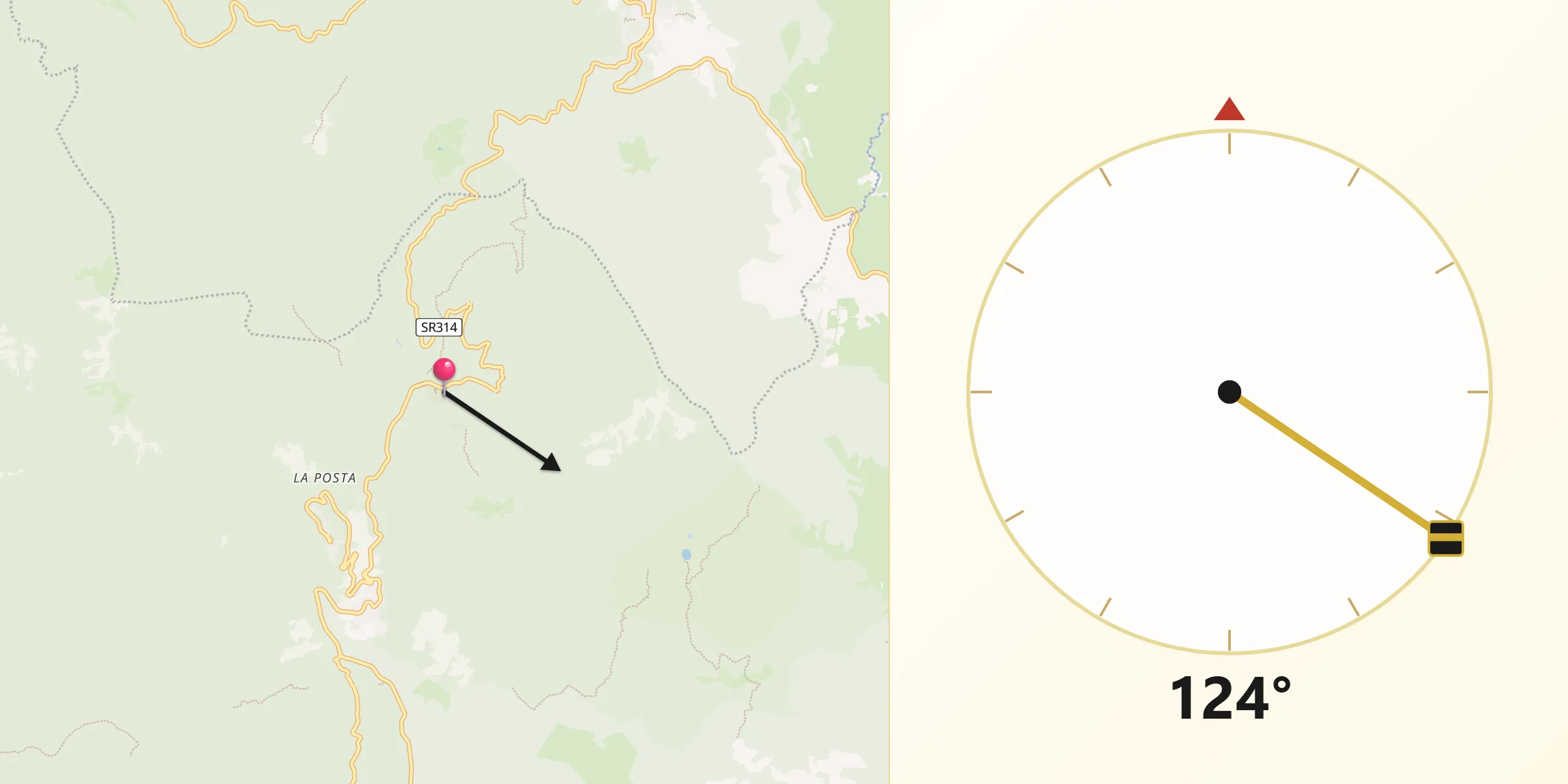 Direzione della Qibla da Percile