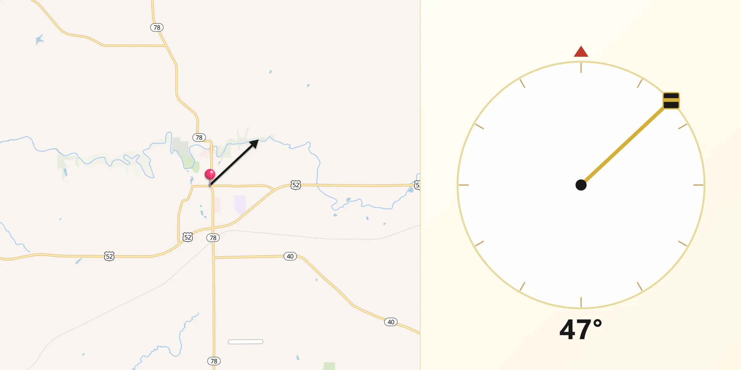 Qibla Direction from Mount Carroll