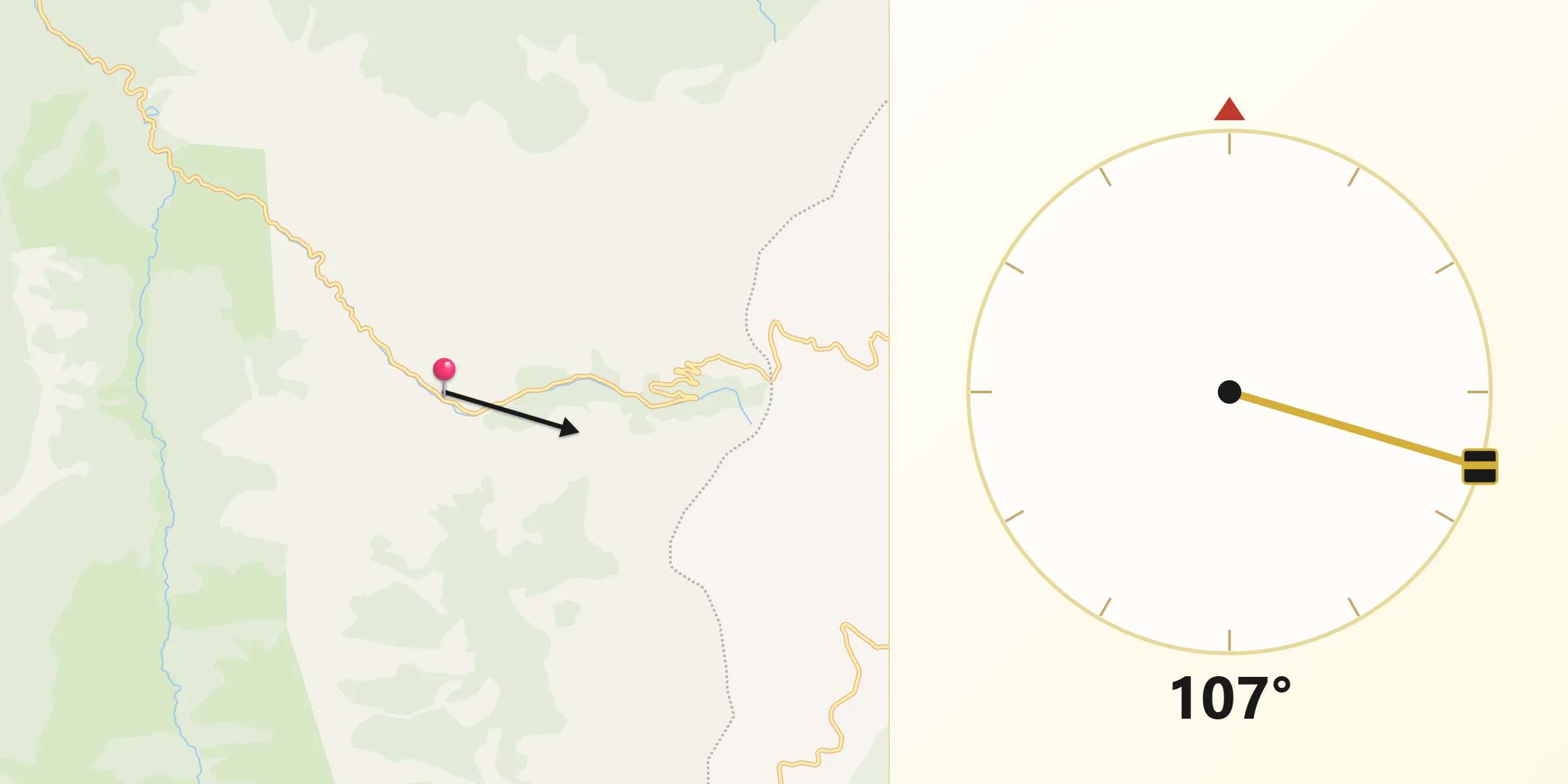 Dirección de la Qibla desde Viniegra de Arriba
