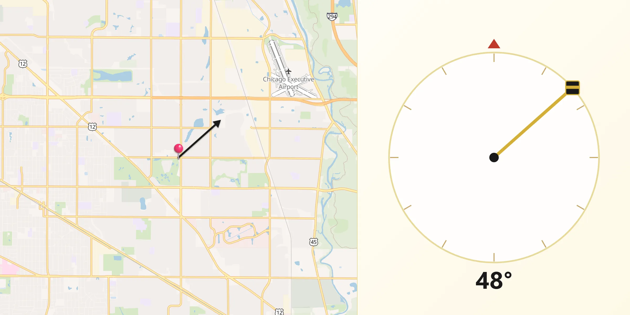 Qibla Direction from Prospect Heights