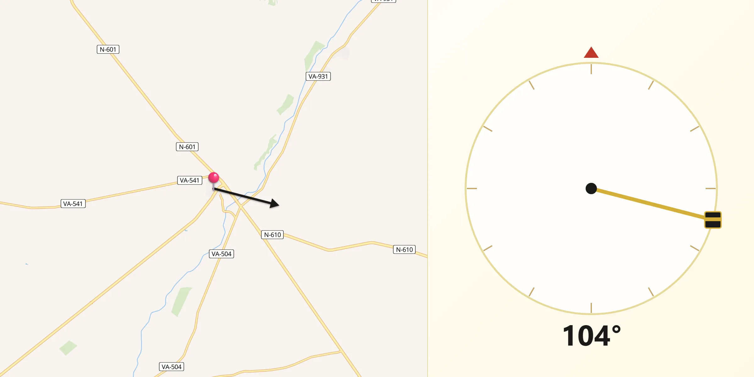 Dirección de la Qibla desde Becilla de Valderaduey