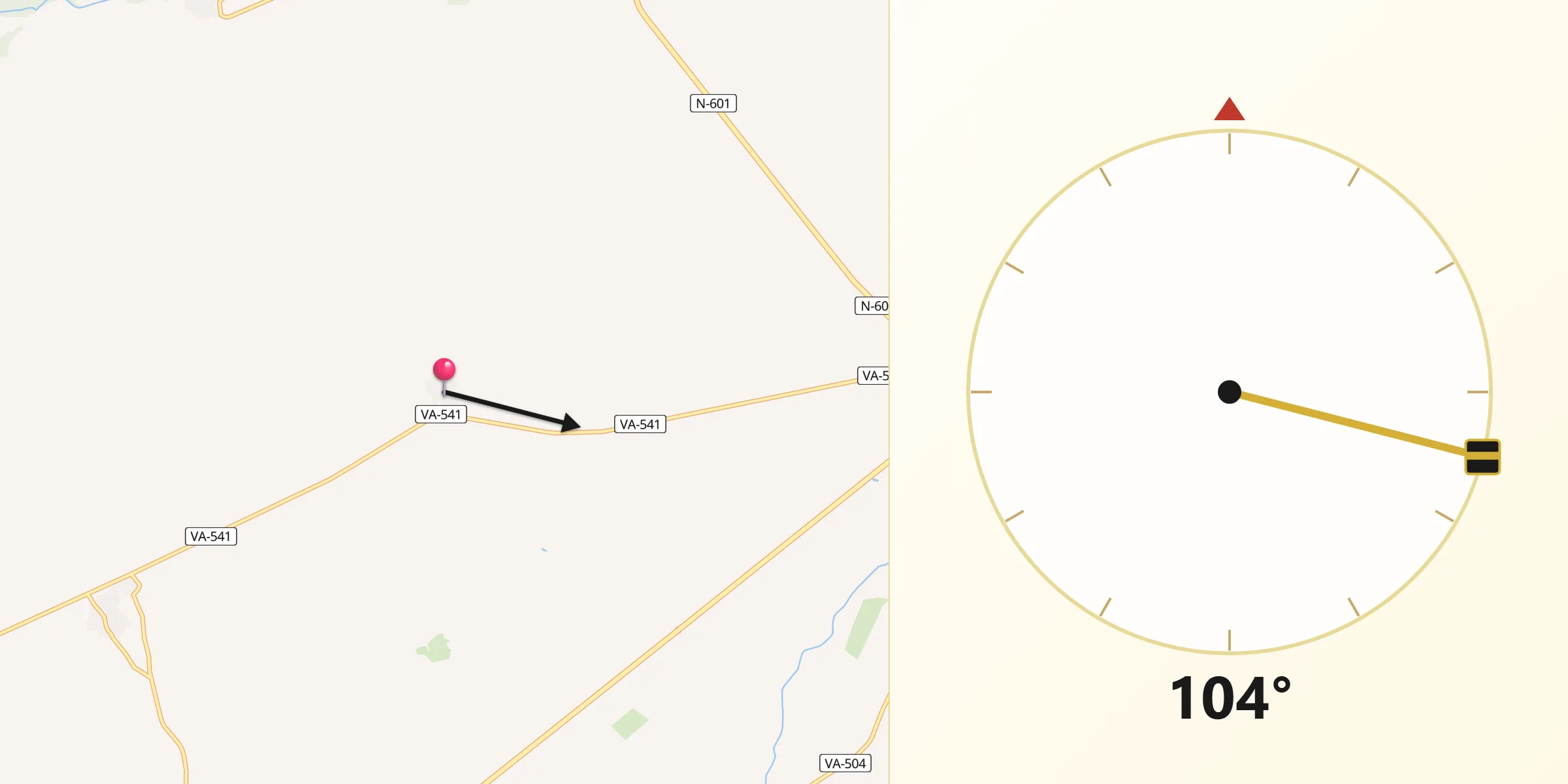 Dirección de la Qibla desde Urones de Castroponce