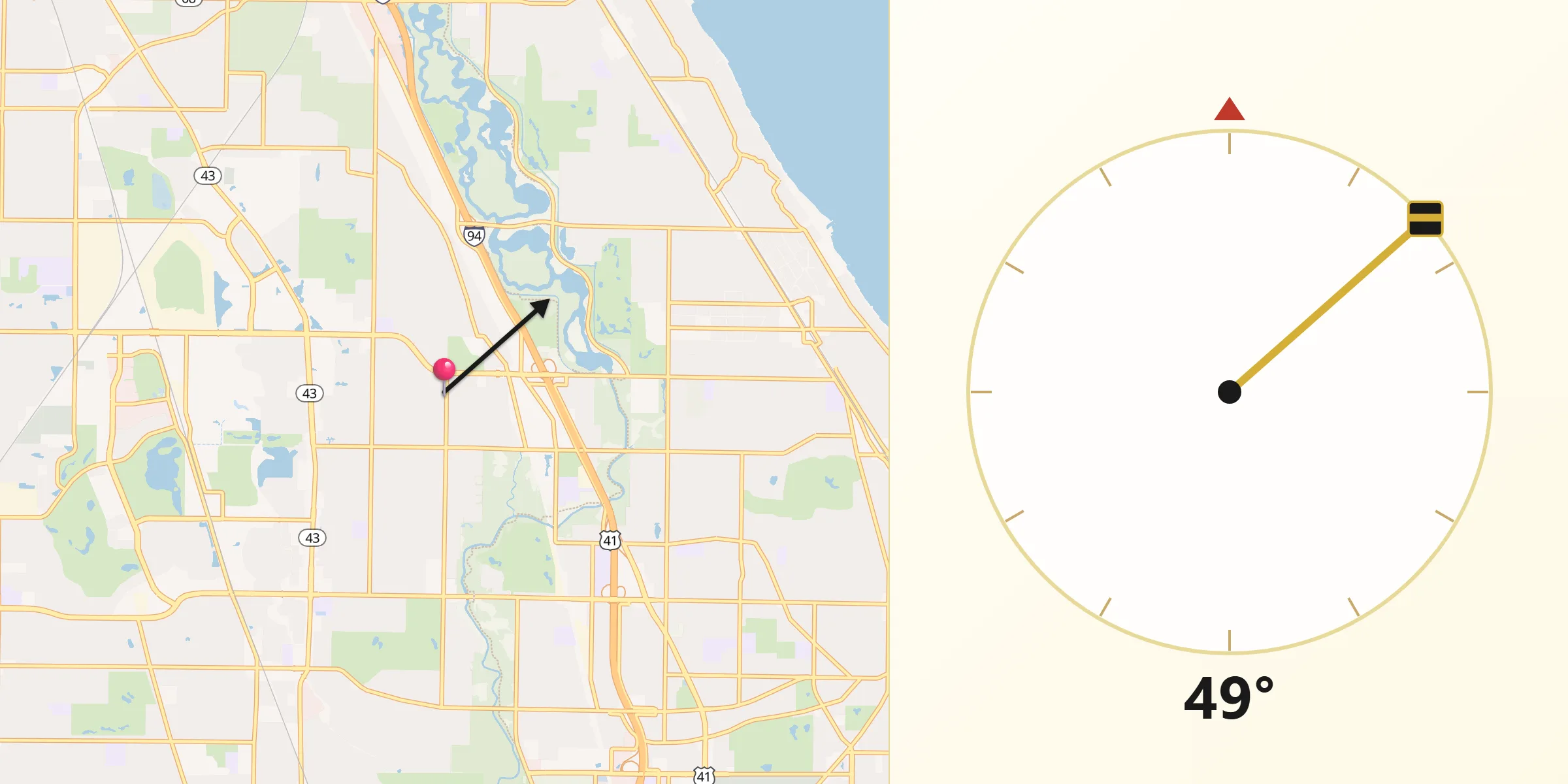 Qibla Direction from Northfield