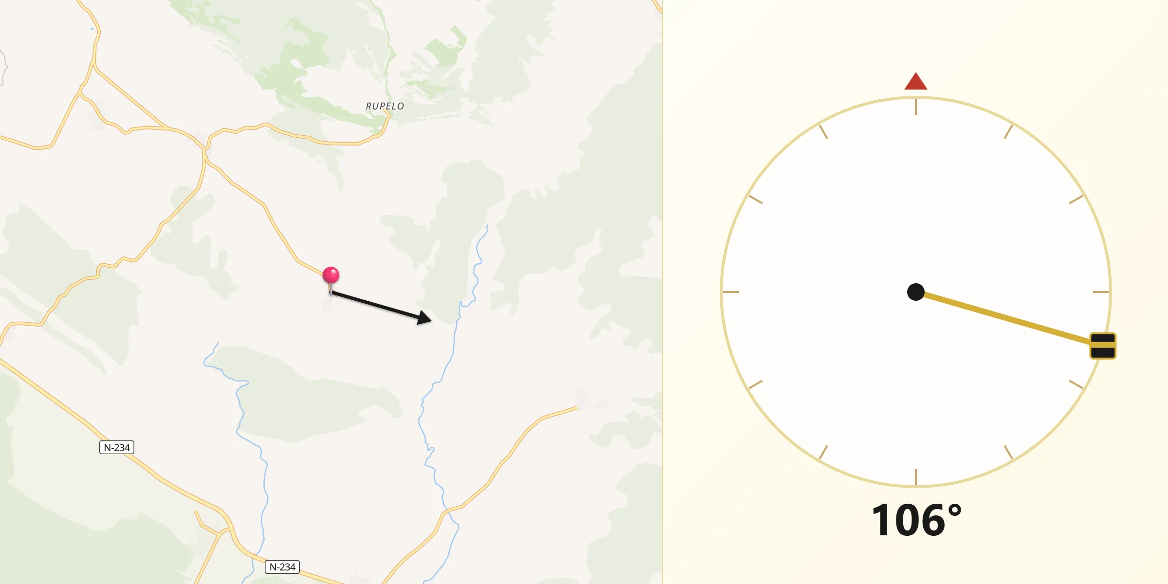 Dirección de la Qibla desde Villaespasa