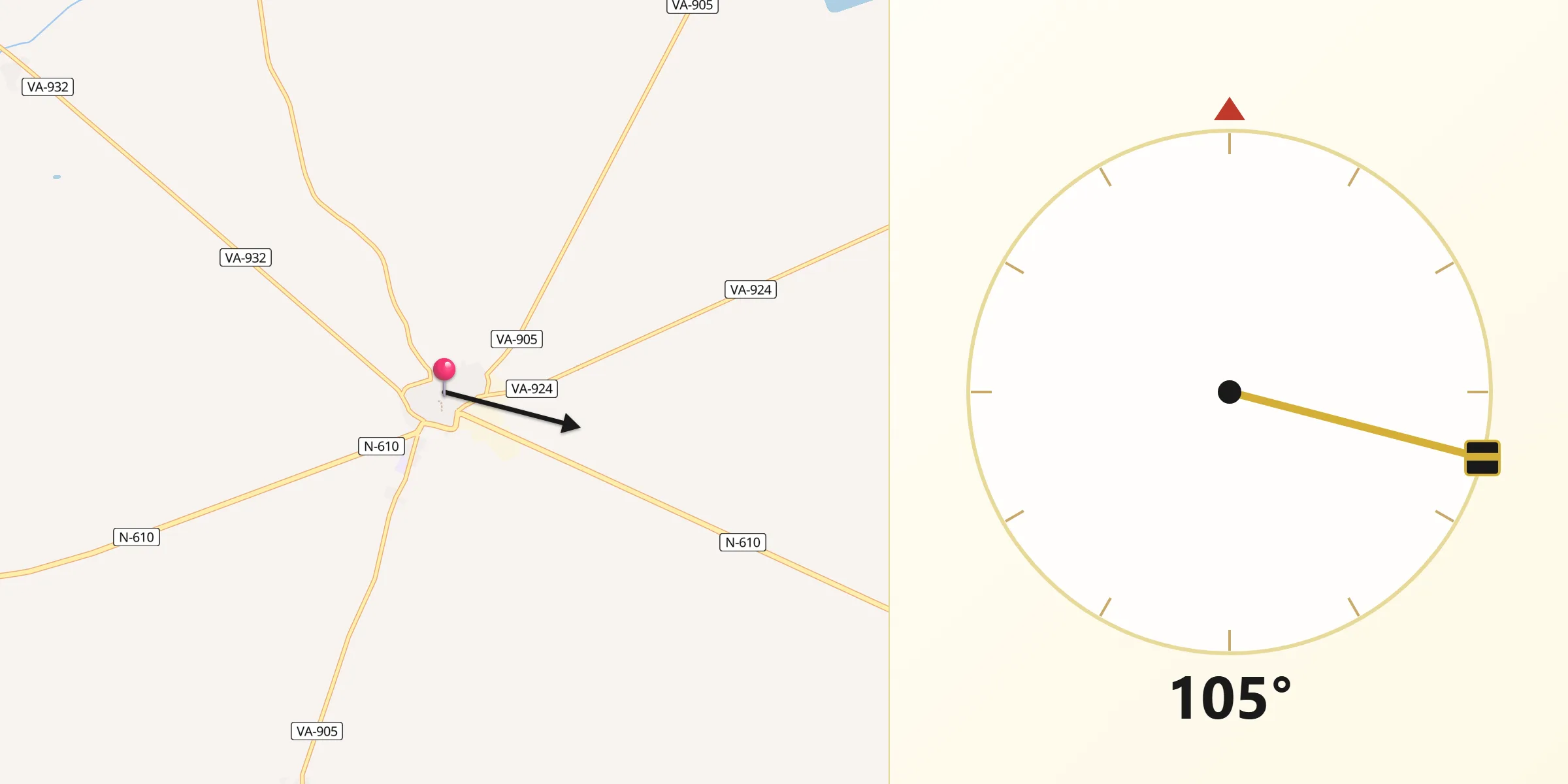 Dirección de la Qibla desde Villalón de Campos