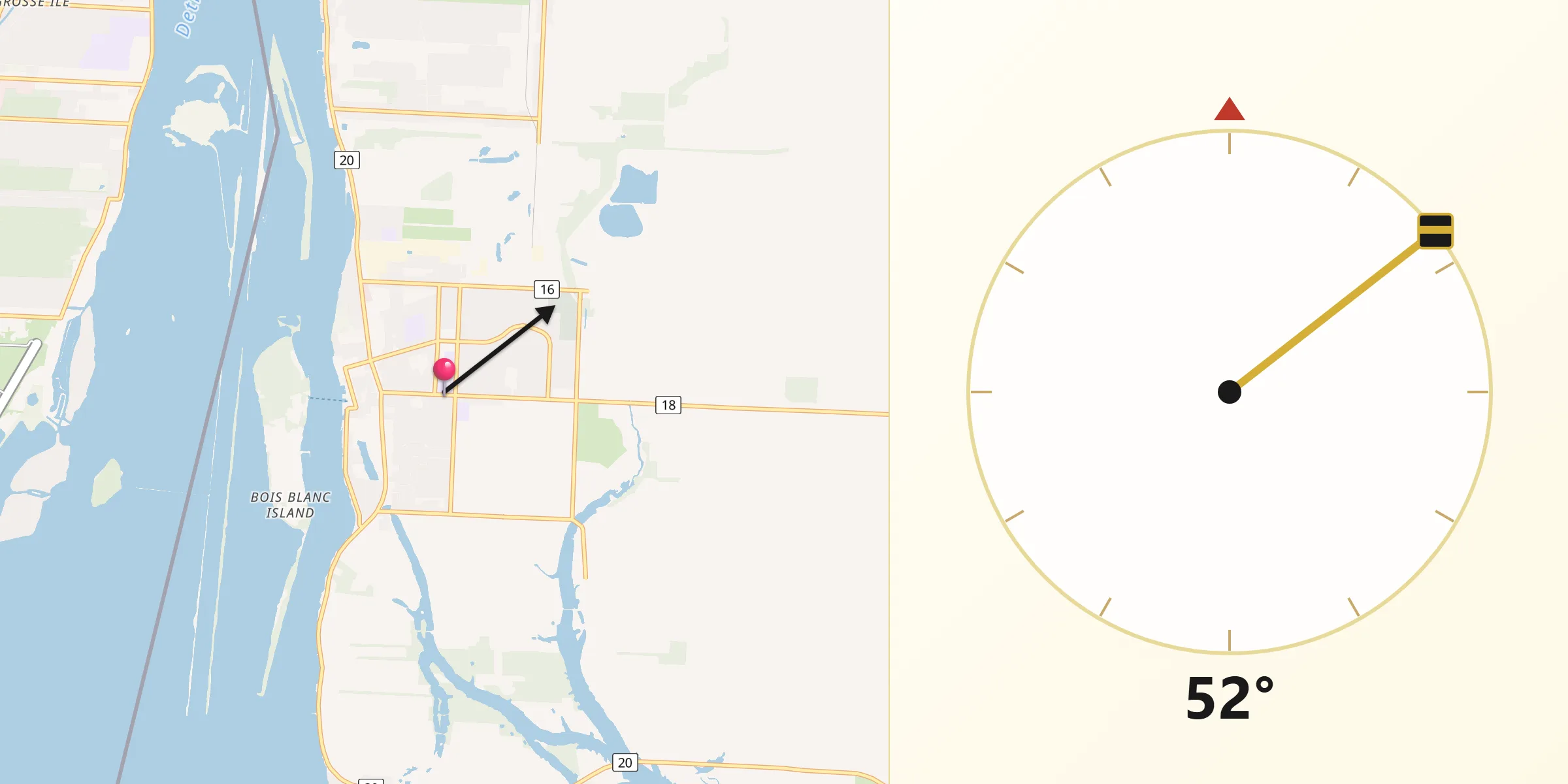 Qibla Direction from Amherstburg