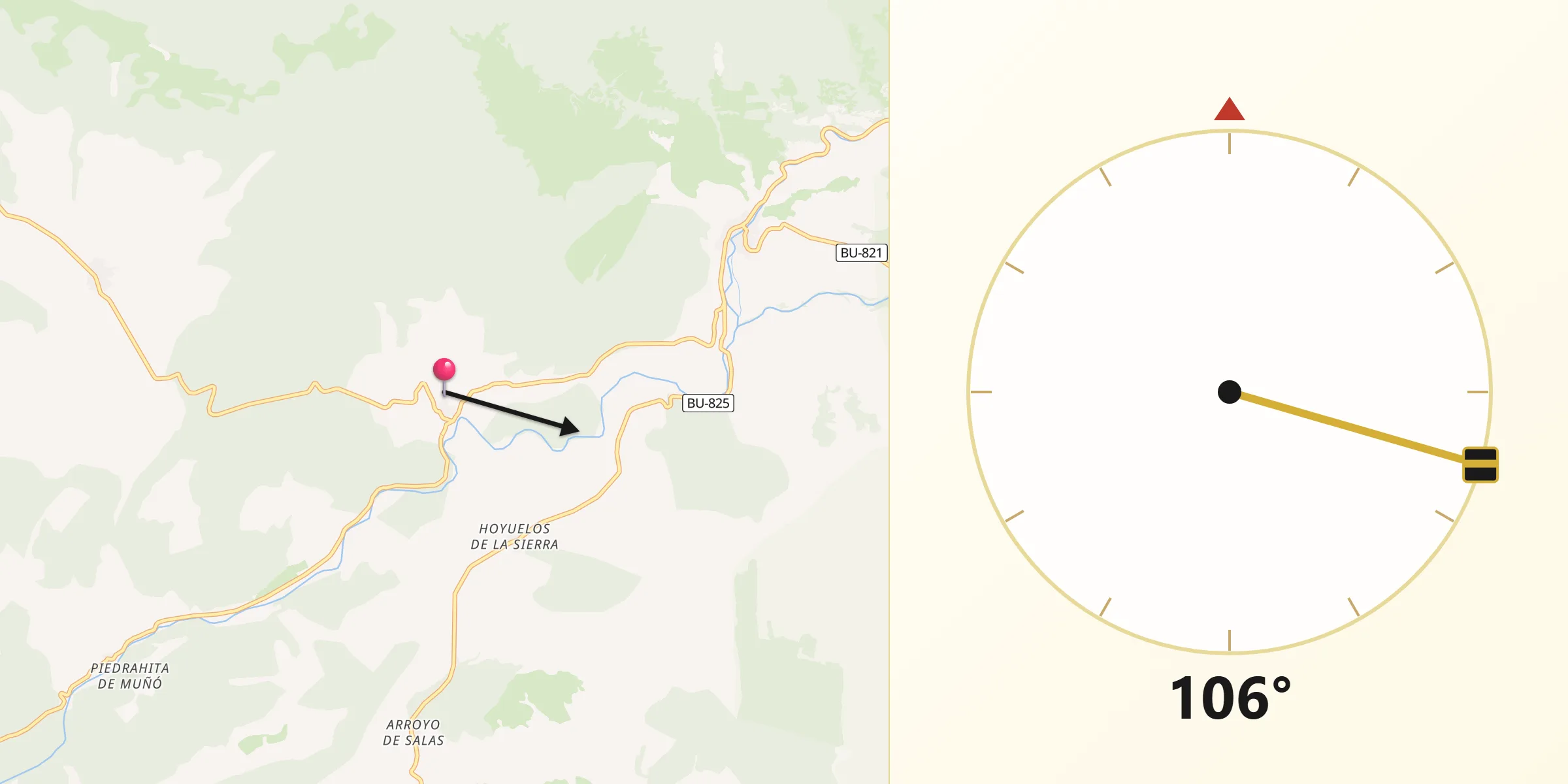 Dirección de la Qibla desde Vizcaínos