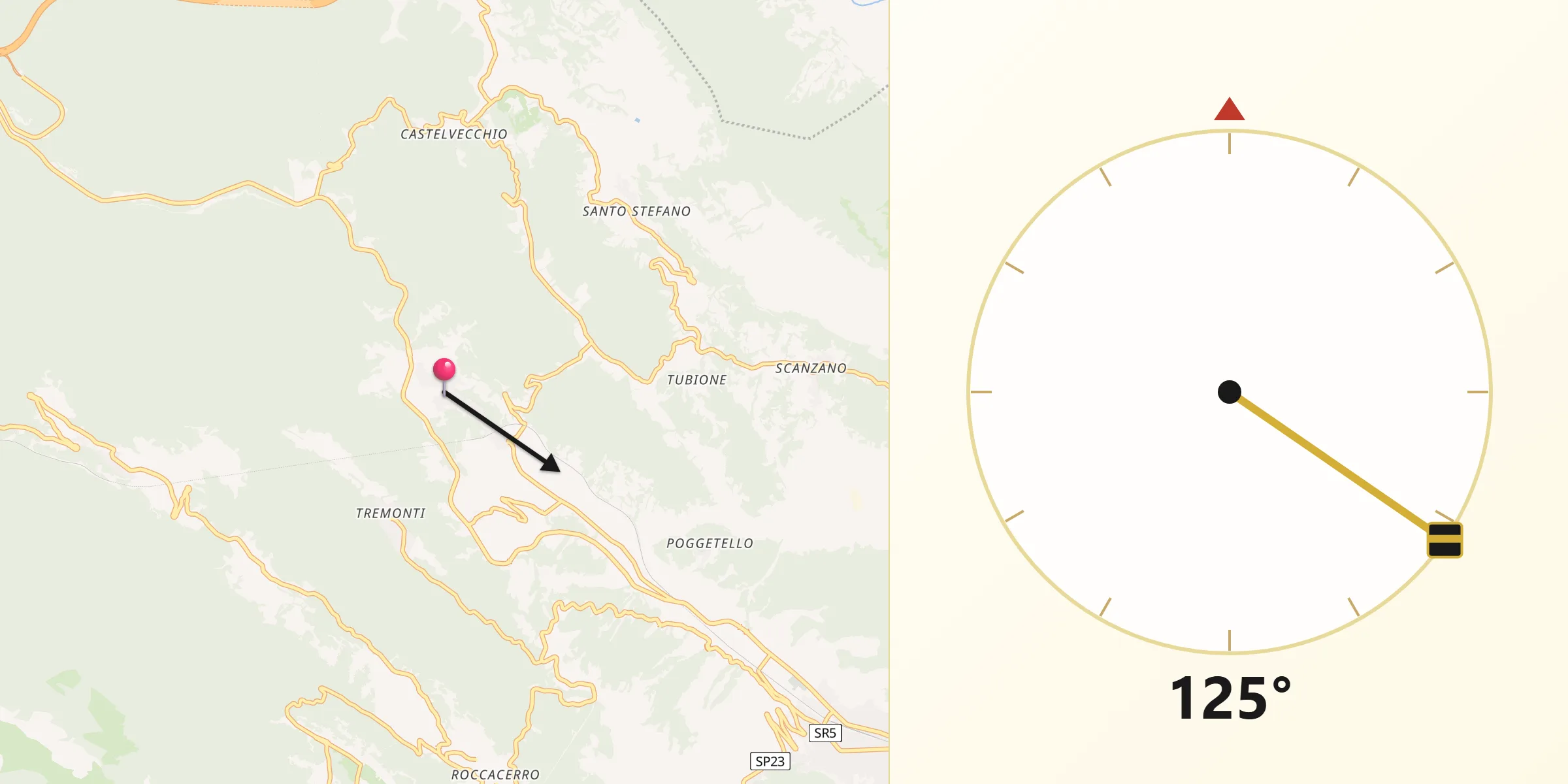 Direzione della Qibla da Sante Marie
