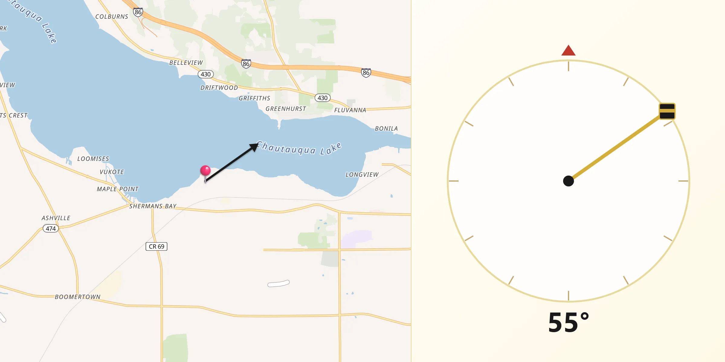 Dirección de la Qibla desde Lakewood