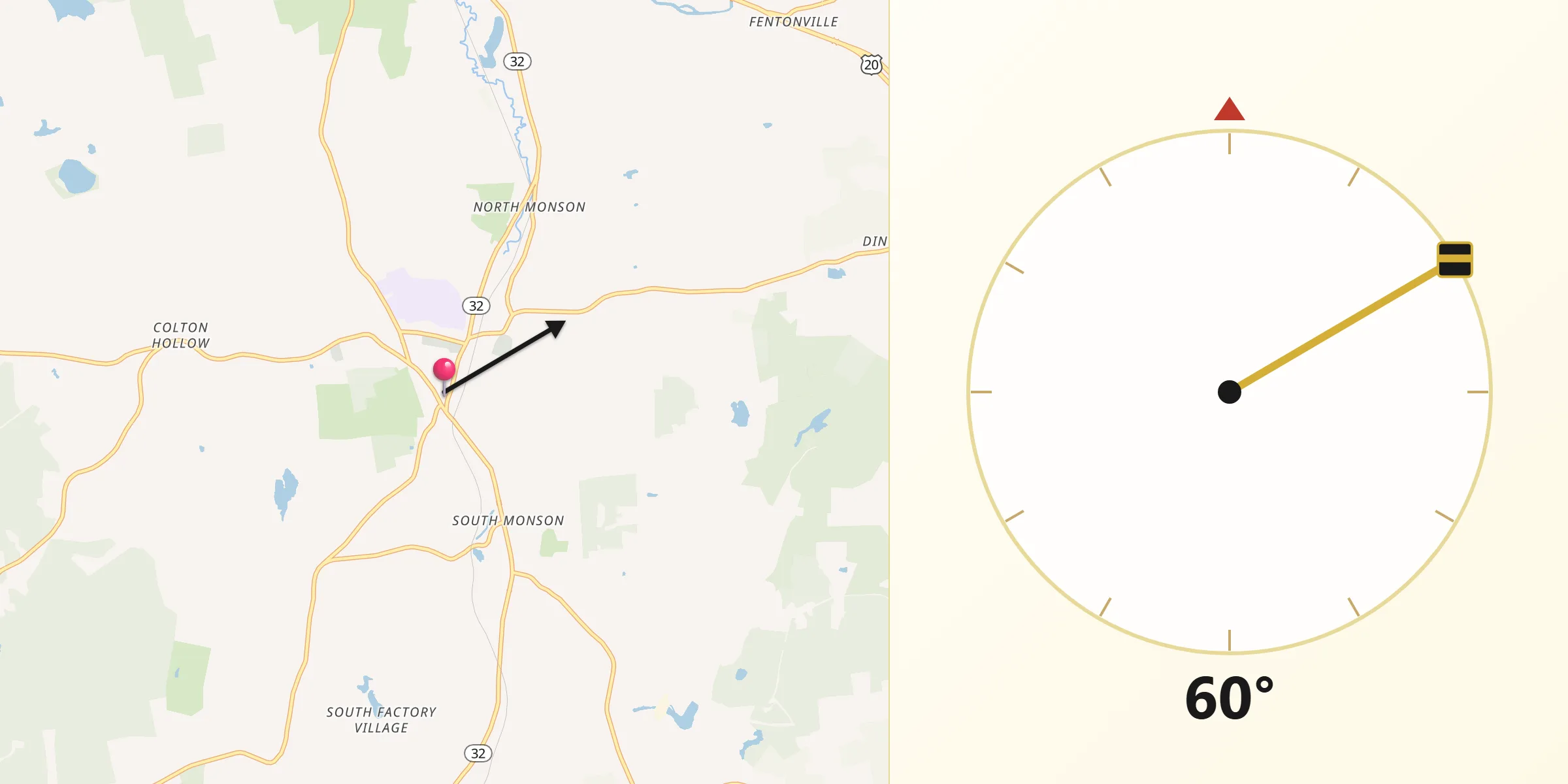 Qibla Direction from Monson