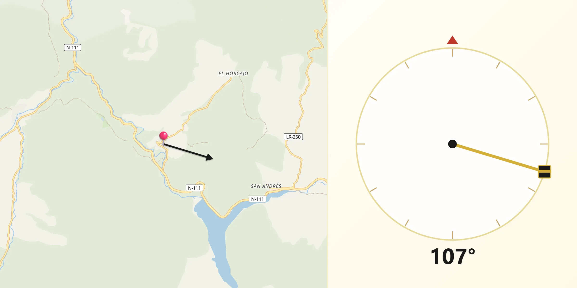 Dirección de la Qibla desde Lumbreras