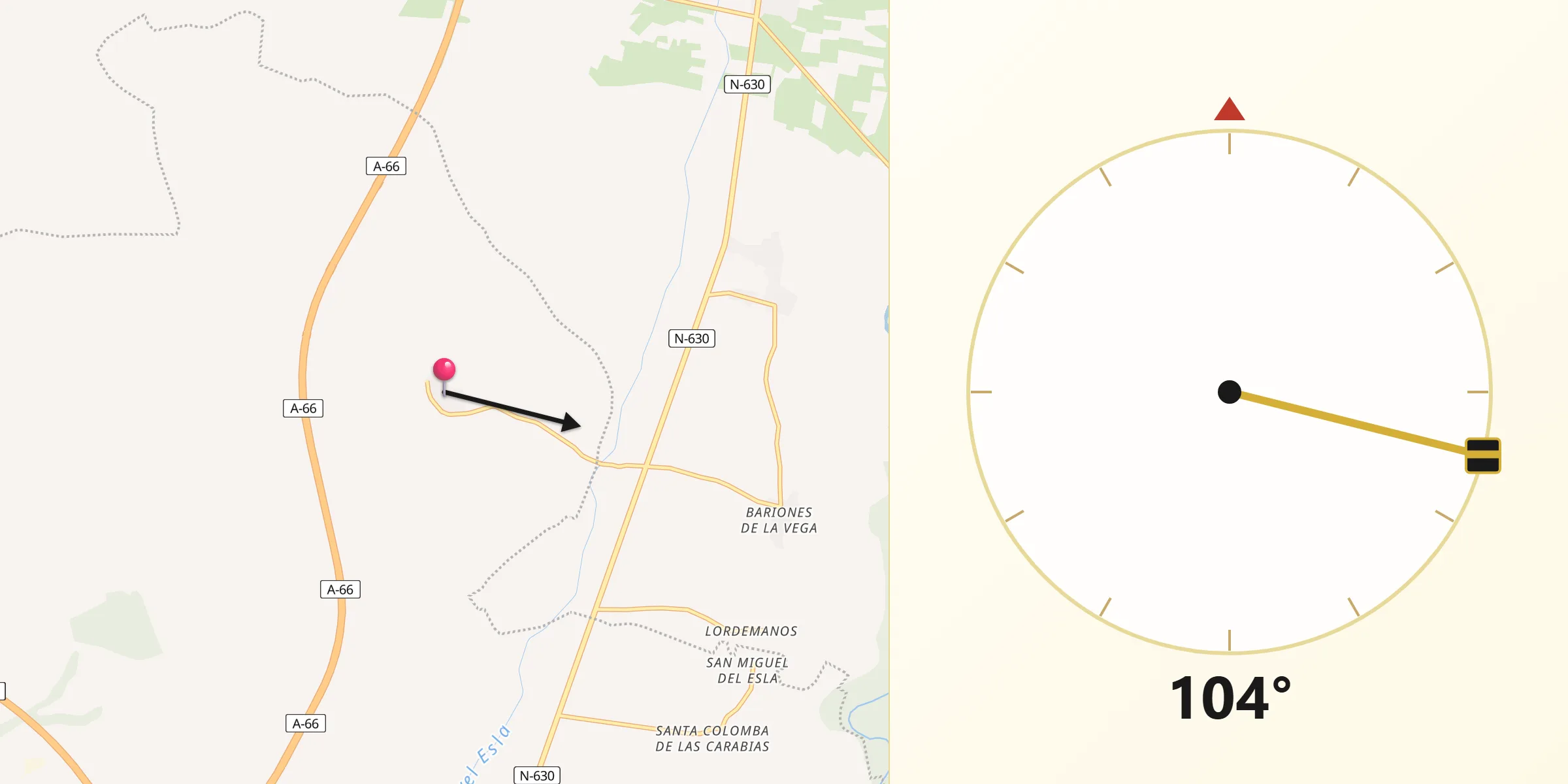 Dirección de la Qibla desde Matilla de Arzón