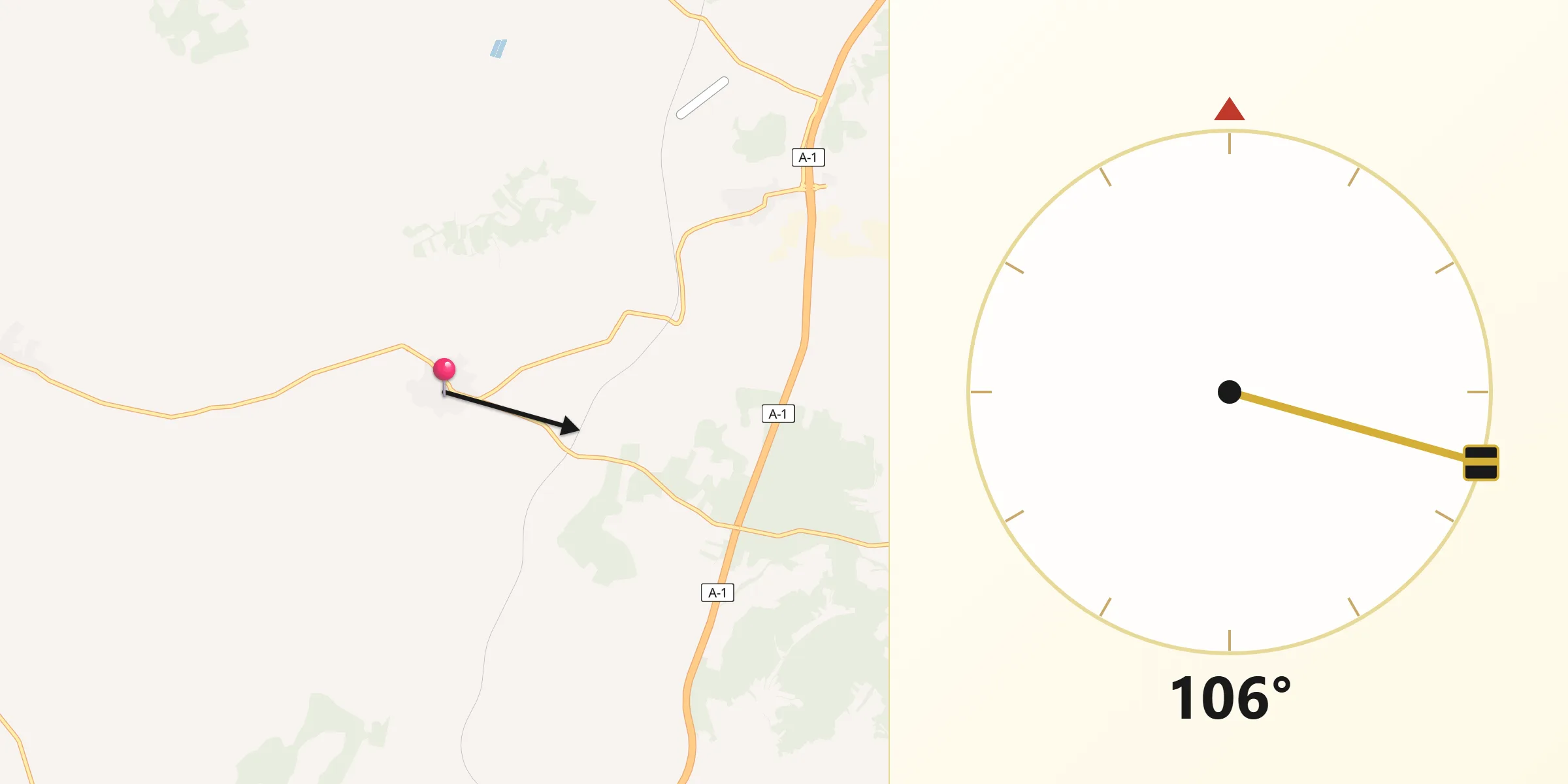 Dirección de la Qibla desde Villamayor de los Montes