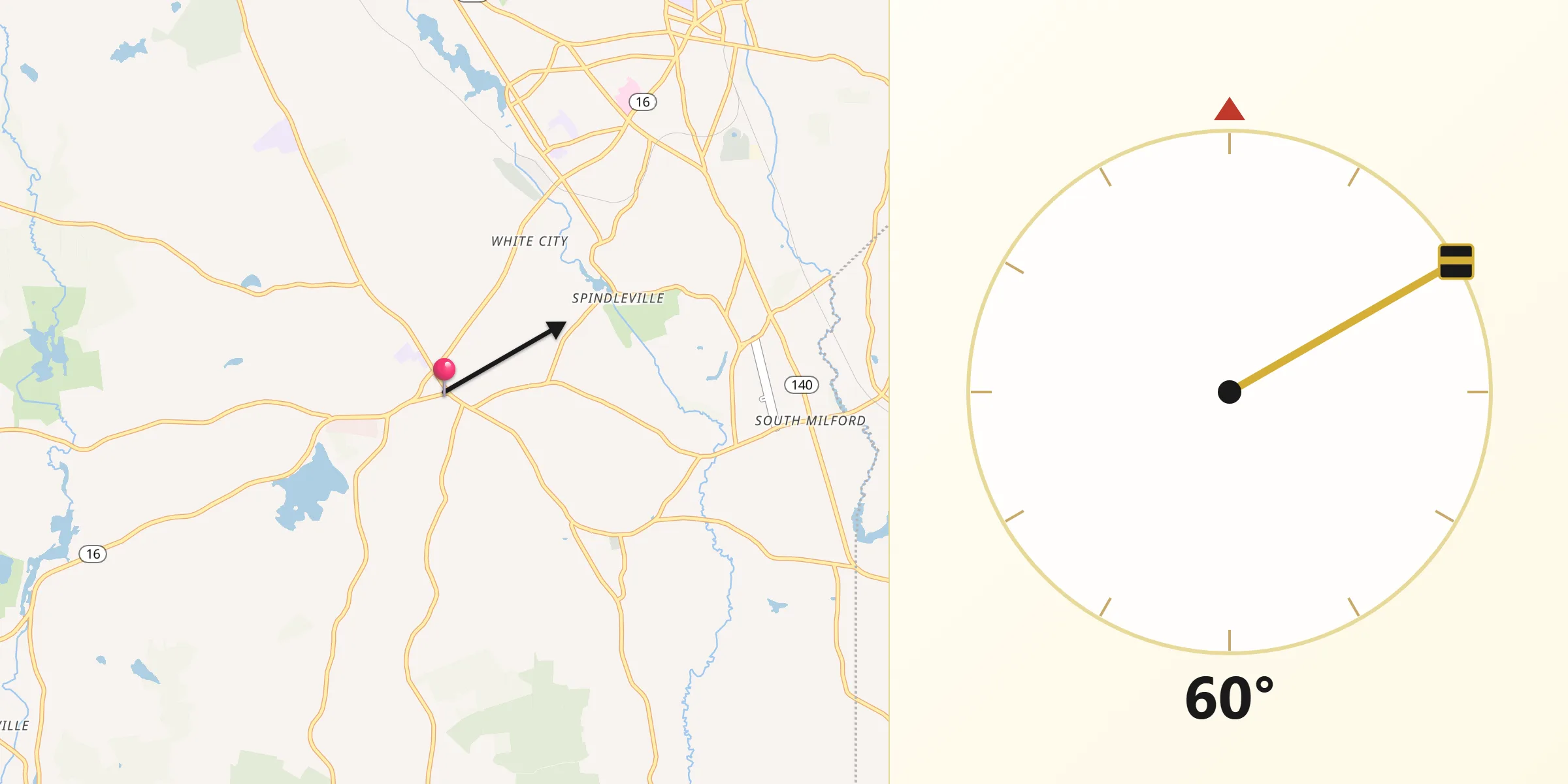 Qibla Direction from Mendon