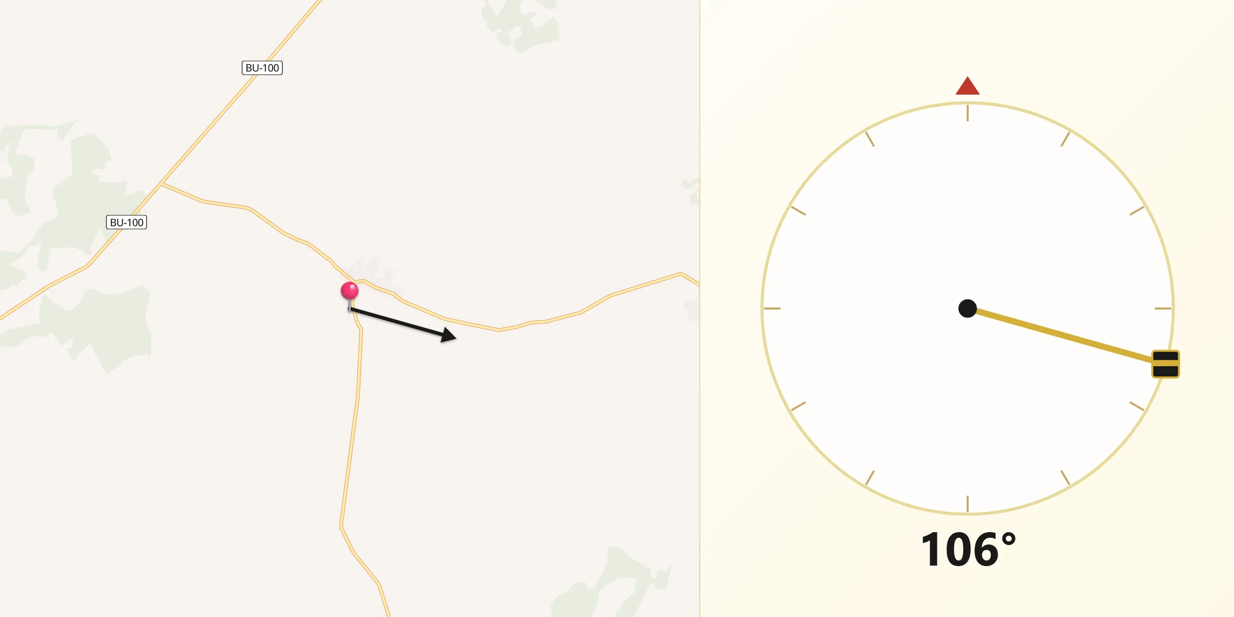 Dirección de la Qibla desde Zael