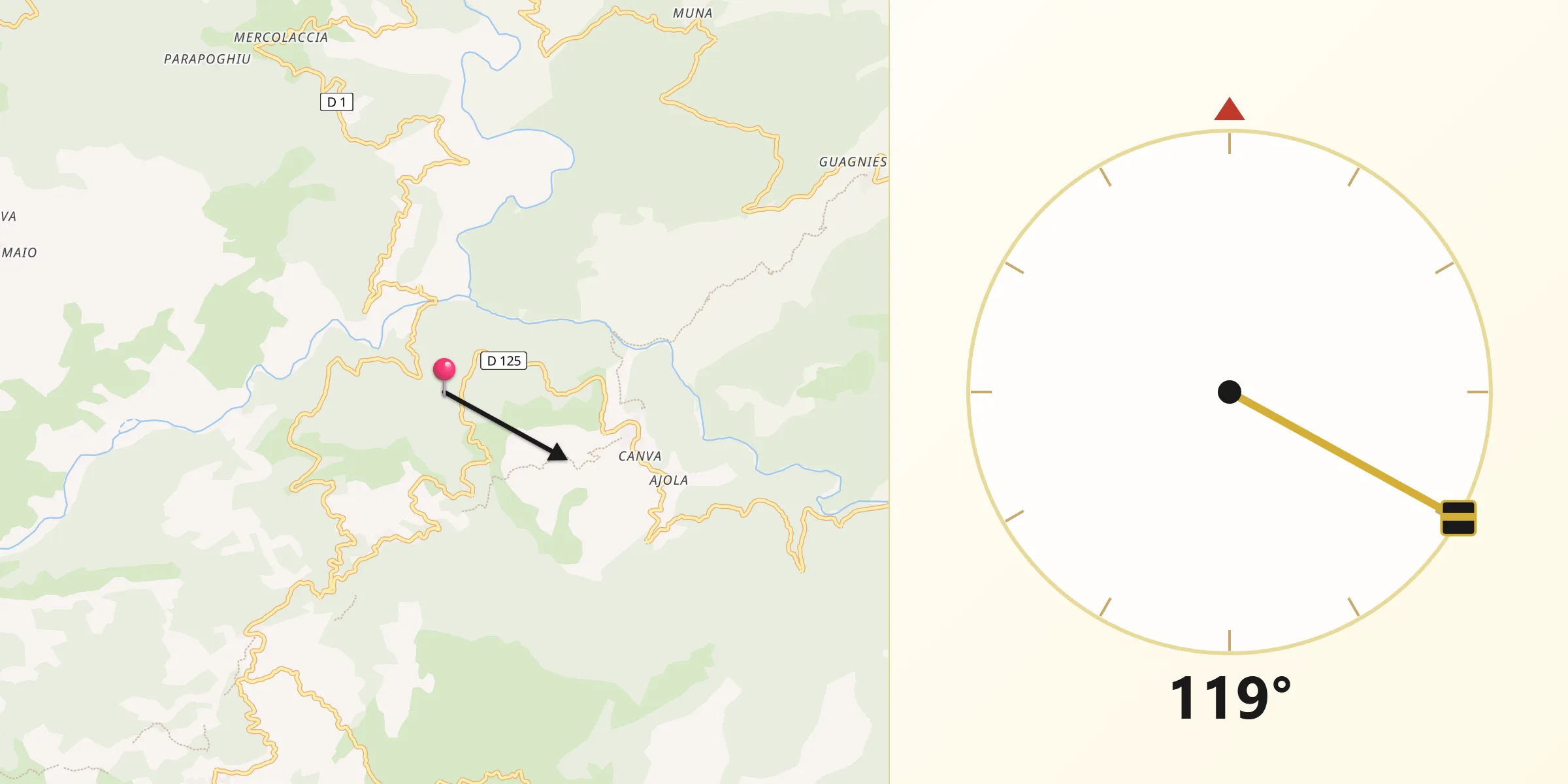 Direction vers la Qibla depuis Salice