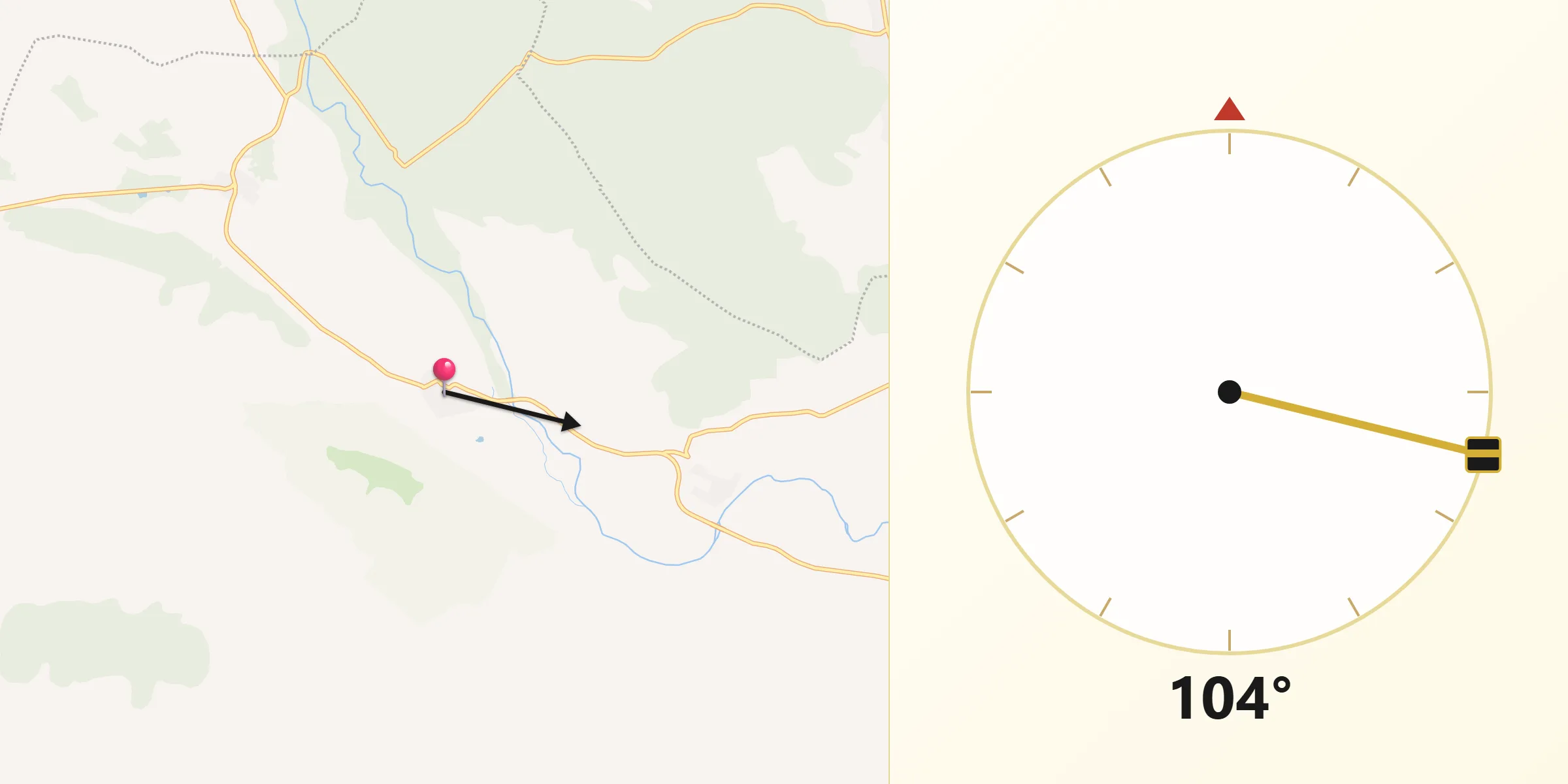 Dirección de la Qibla desde Arrabalde