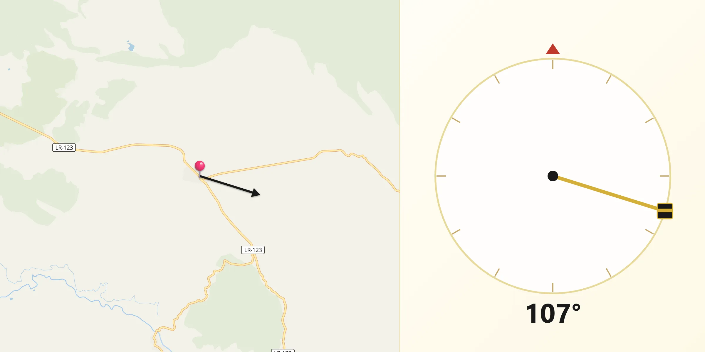 Dirección de la Qibla desde Grávalos
