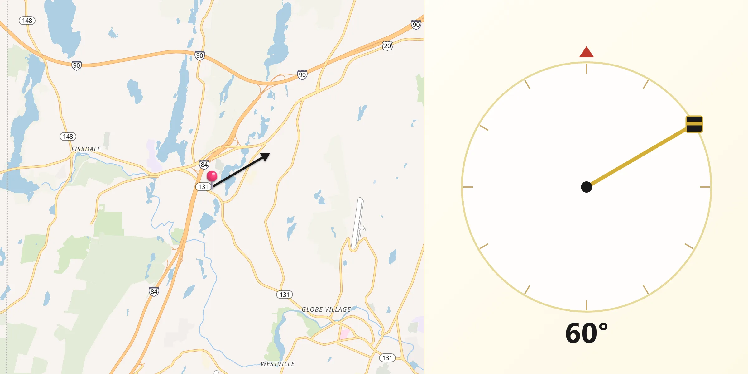 Qibla Direction from Sturbridge