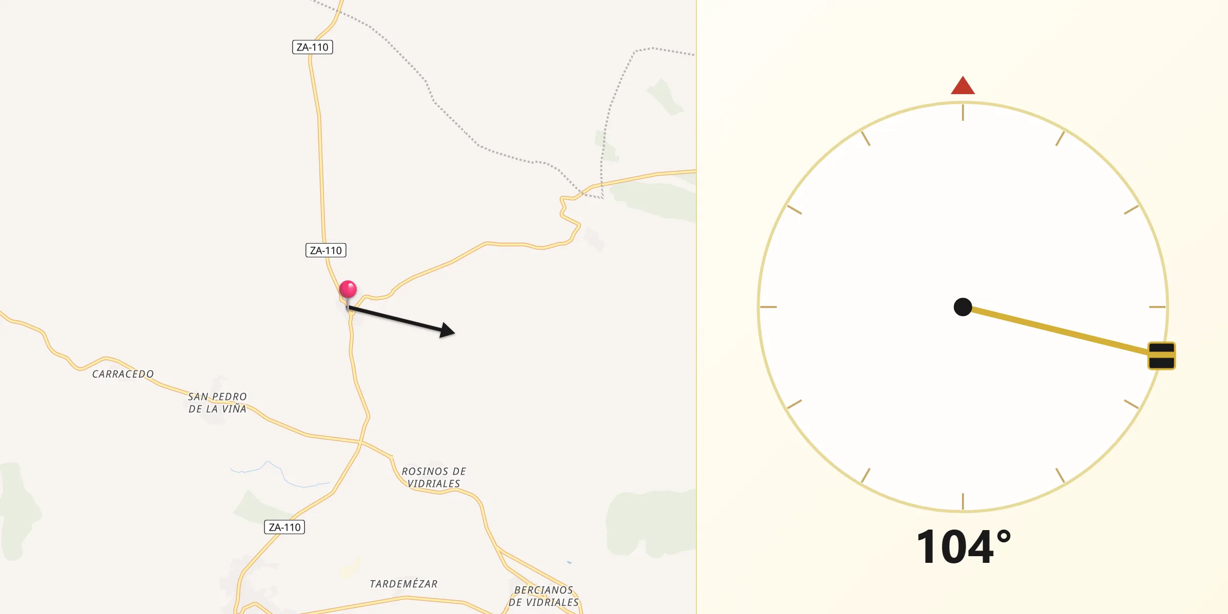Dirección de la Qibla desde Fuente Encalada