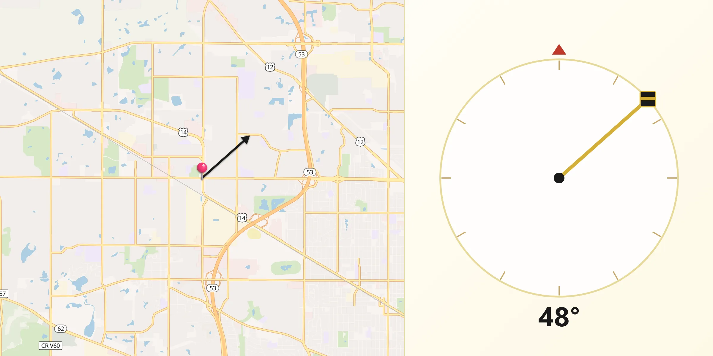 Qibla Direction from Palatine