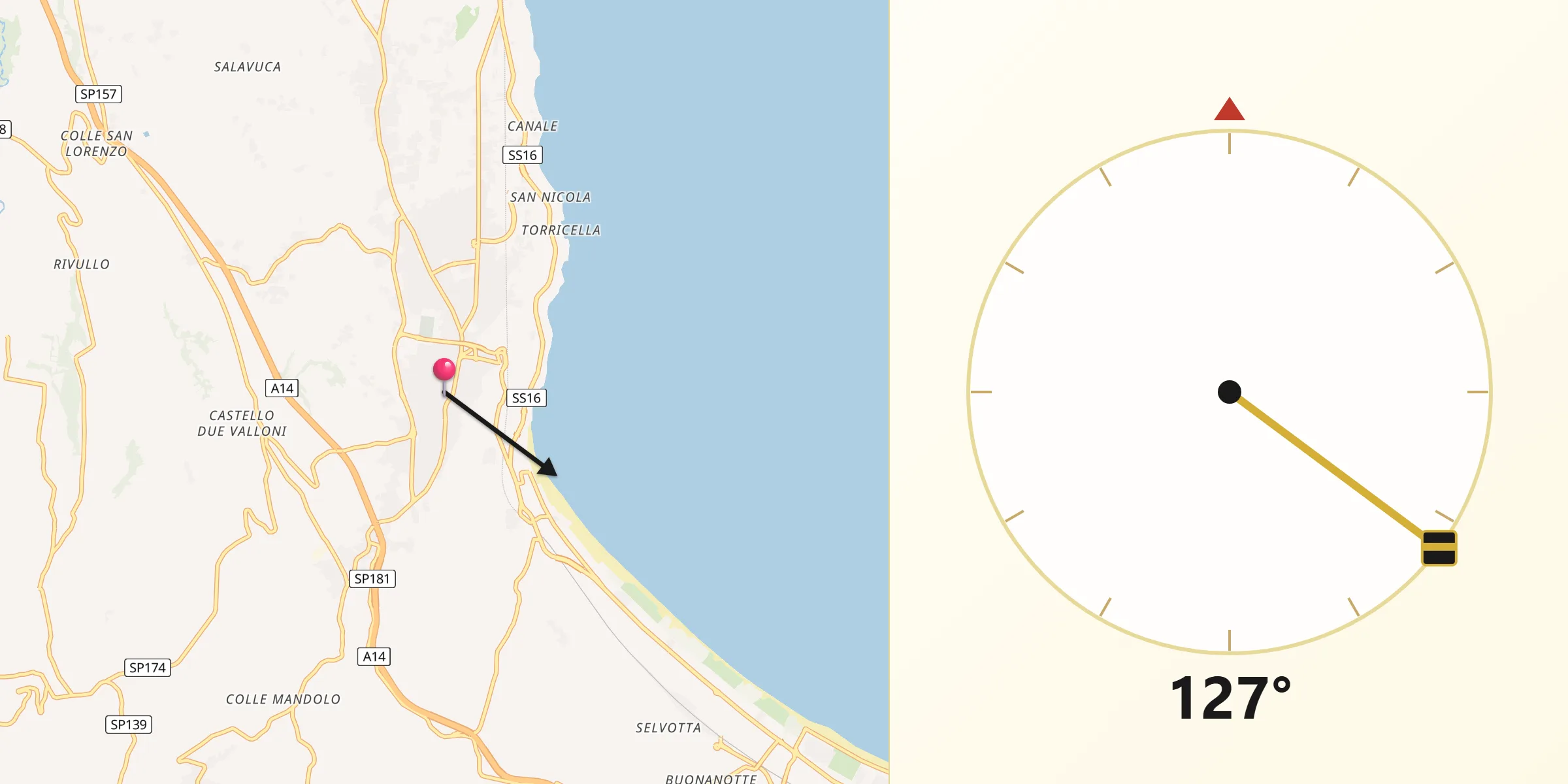 Direzione della Qibla da Vasto