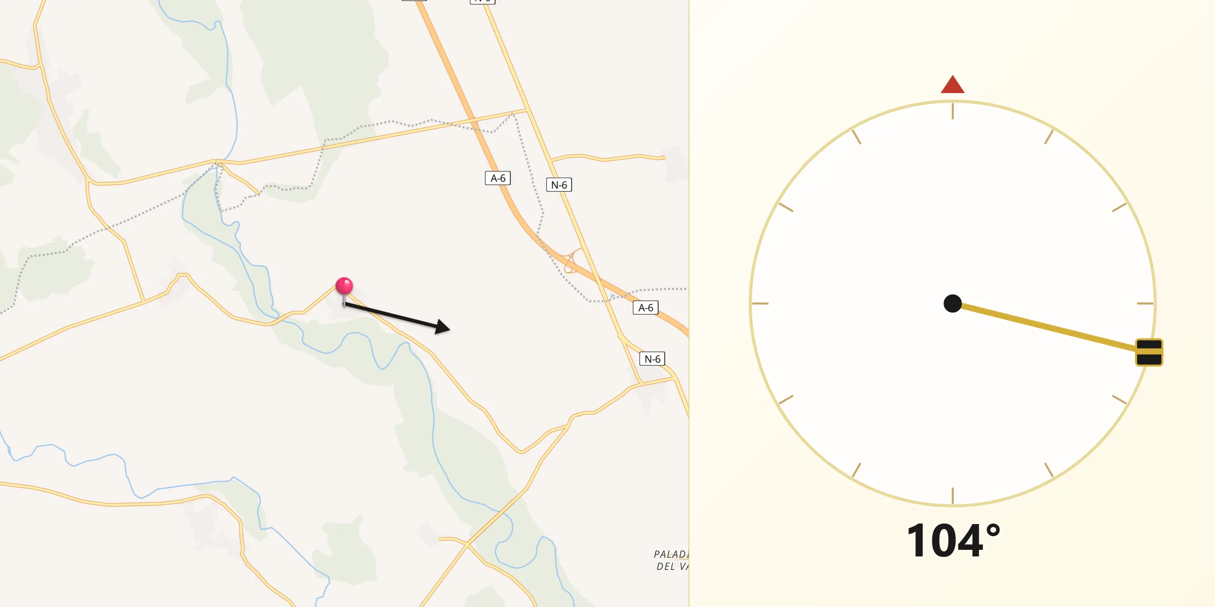 Dirección de la Qibla desde Maire de Castroponce