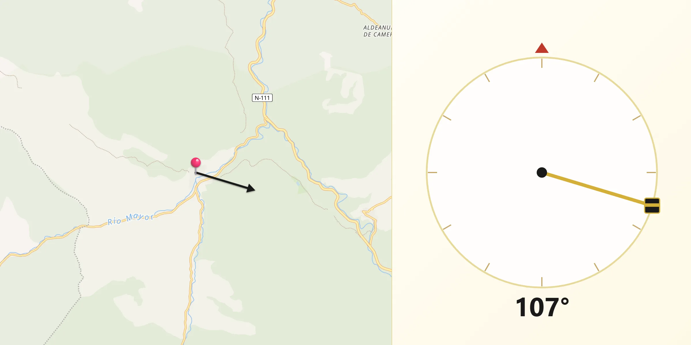 Dirección de la Qibla desde Villoslada de Cameros