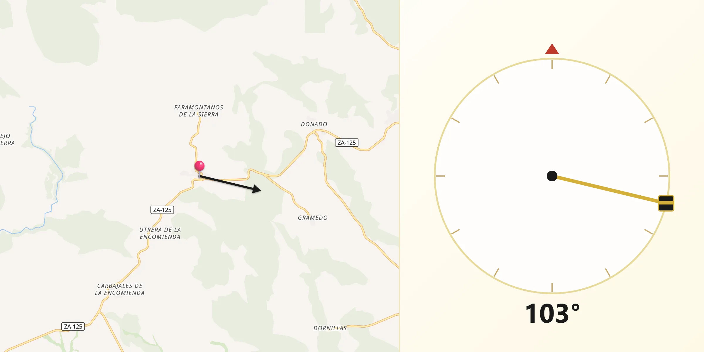 Dirección de la Qibla desde Espadañedo
