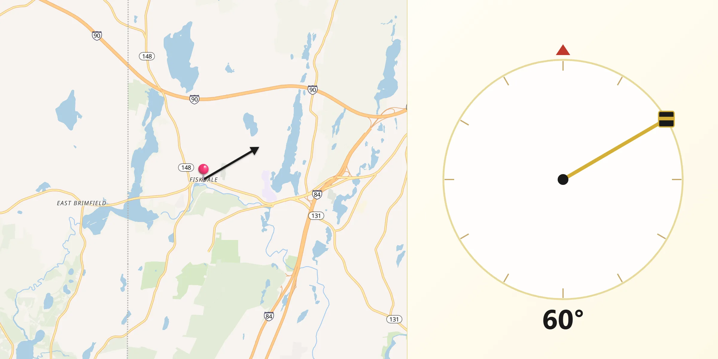 Qibla Direction from Fiskdale
