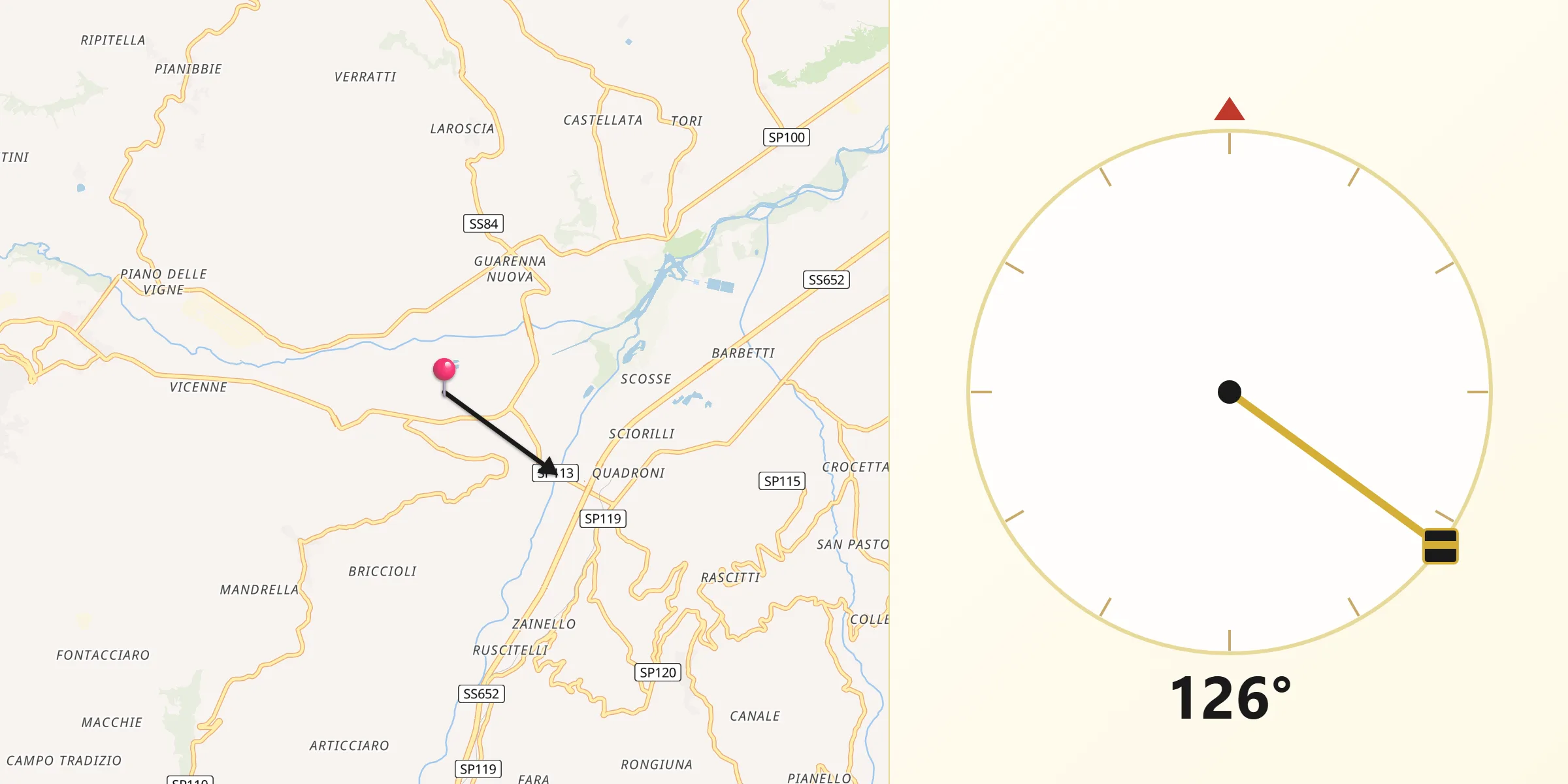 Direzione della Qibla da Provincia di Chieti