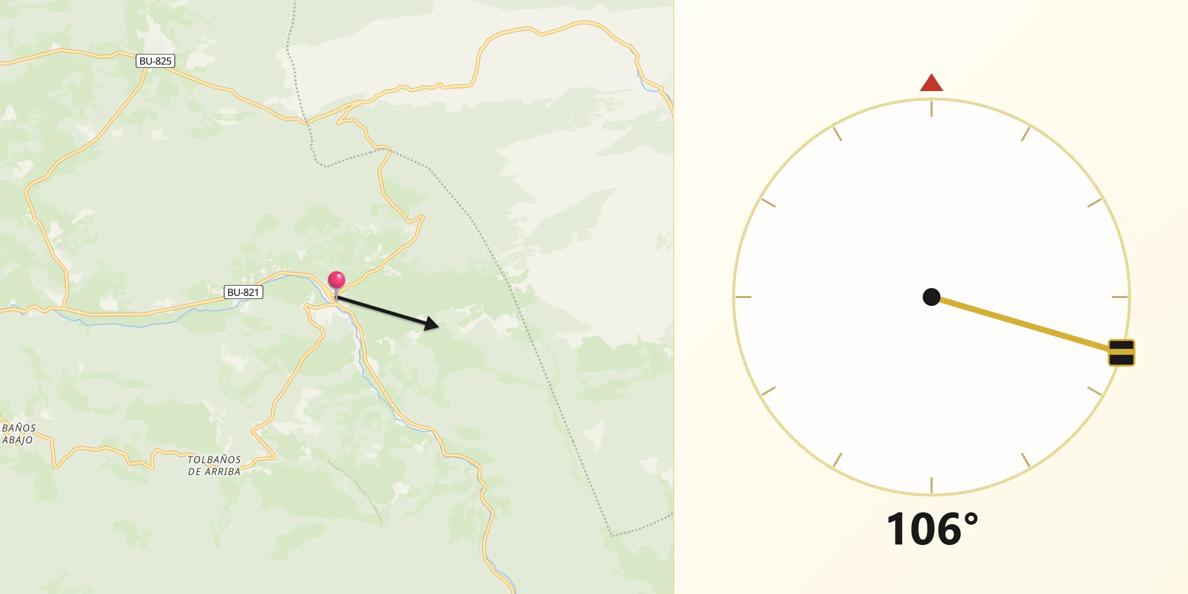 Dirección de la Qibla desde Huerta de Arriba