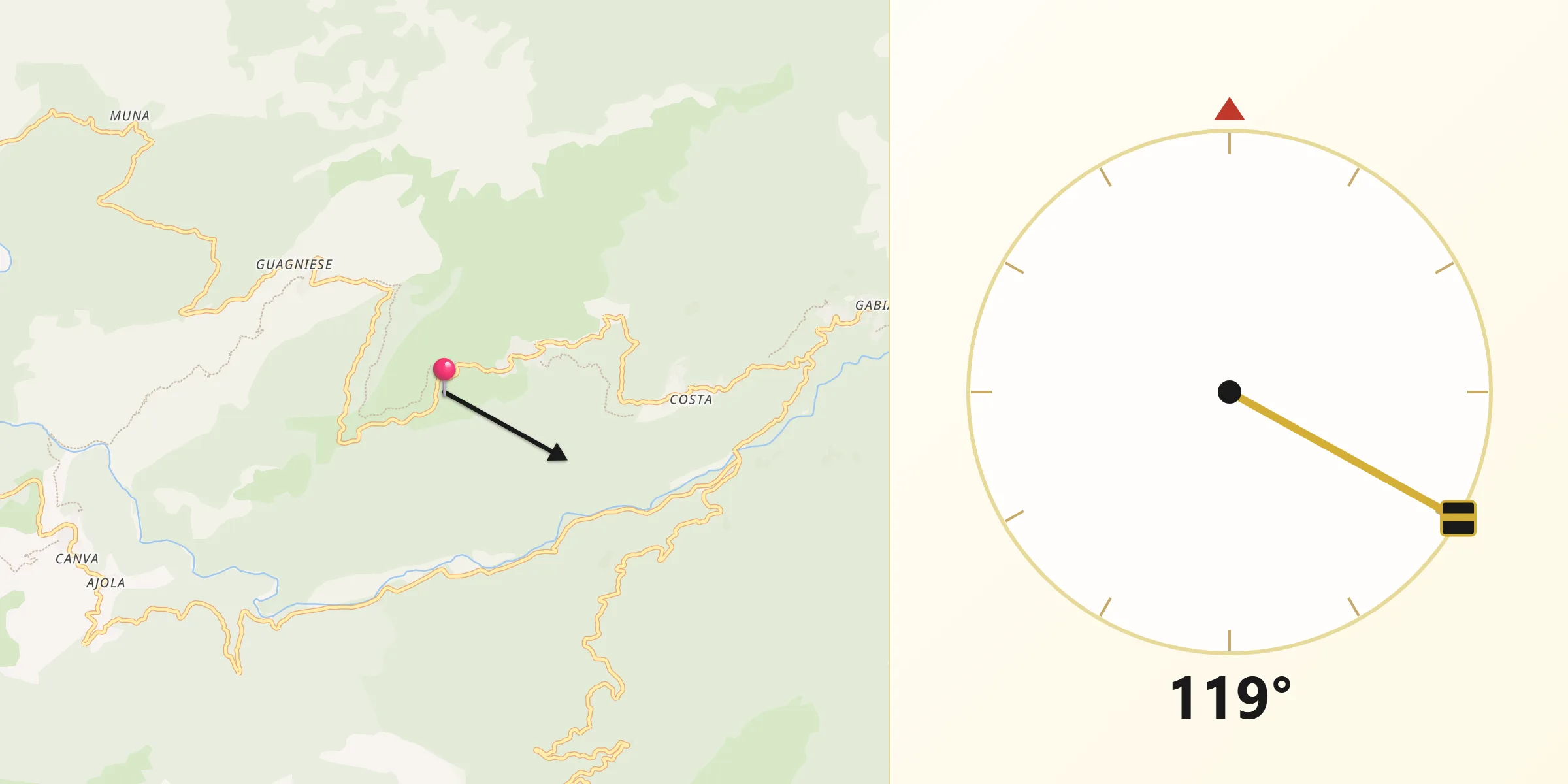 Direction vers la Qibla depuis Azzana