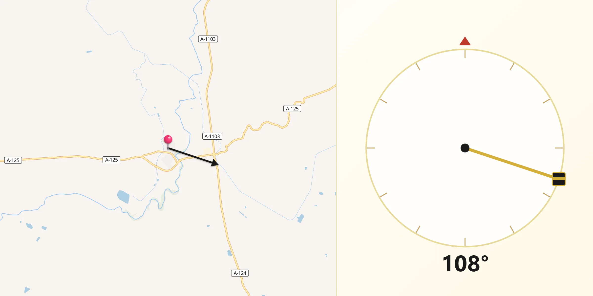 Dirección de la Qibla desde Erla