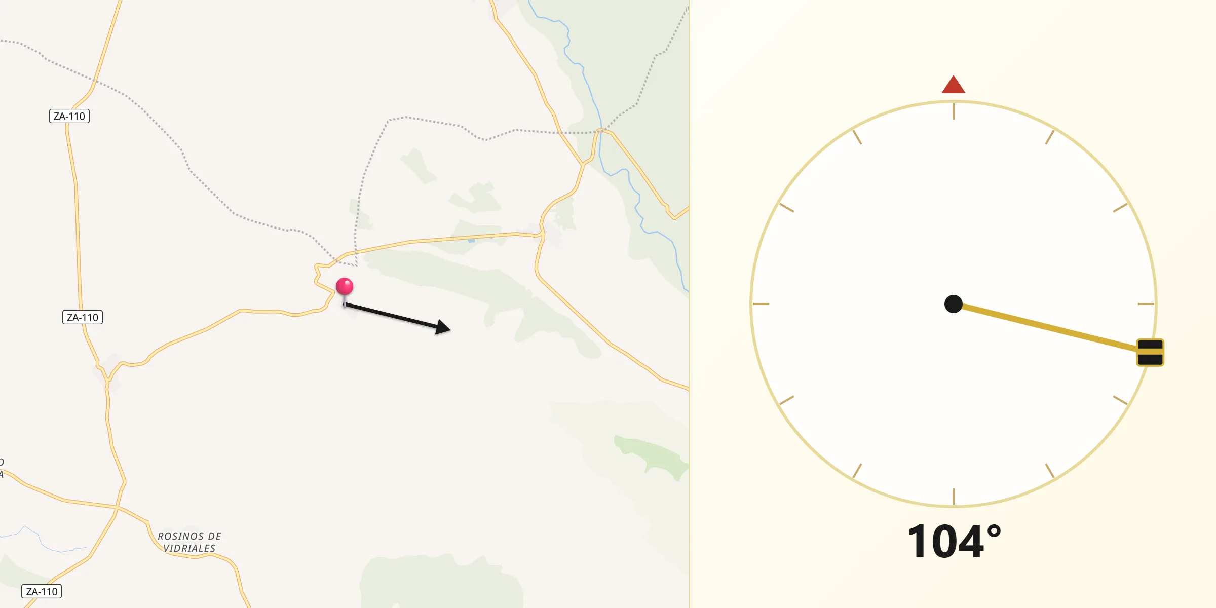 Dirección de la Qibla desde Villageriz