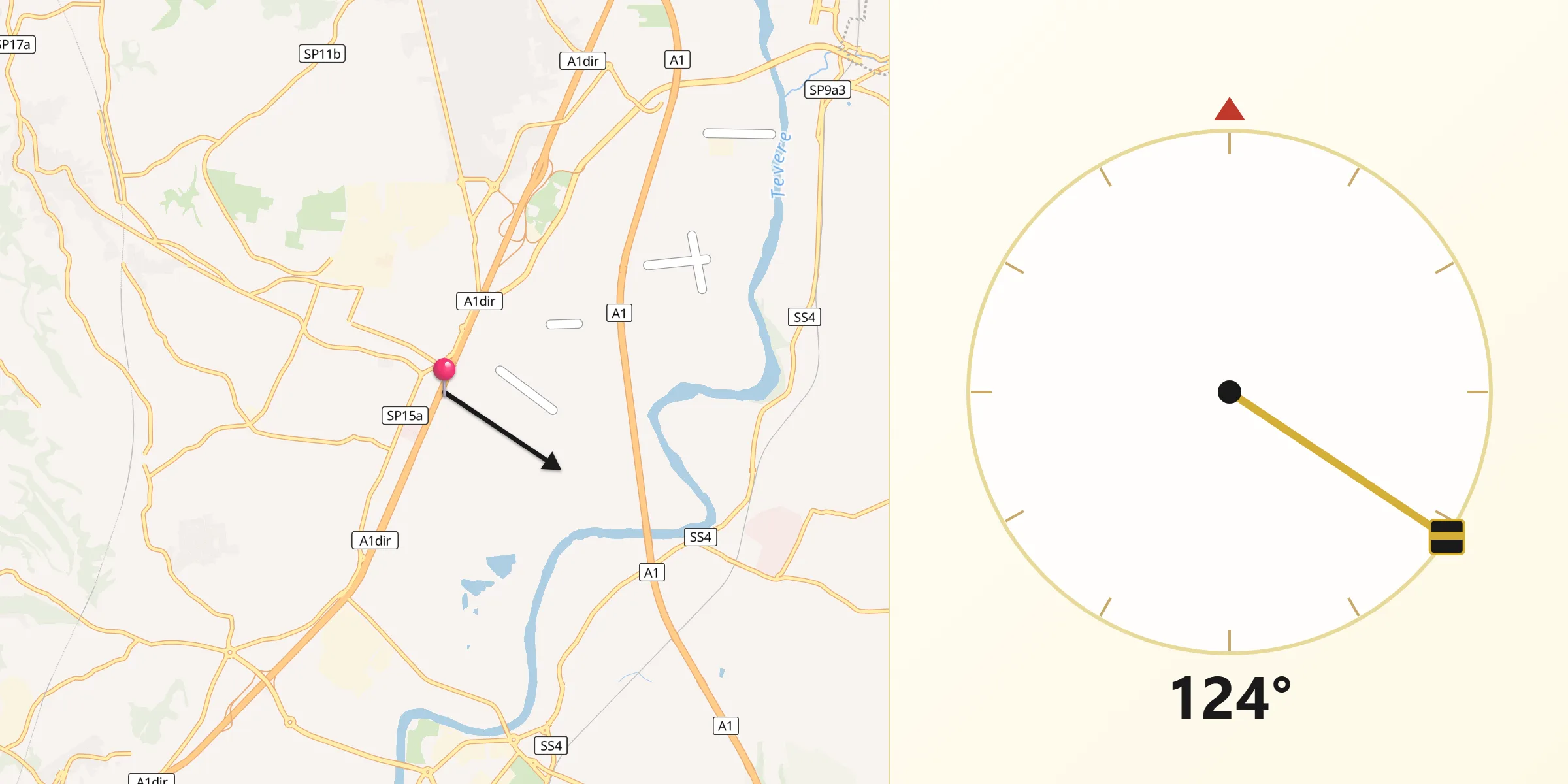 Direzione della Qibla da Bivio di Capanelle
