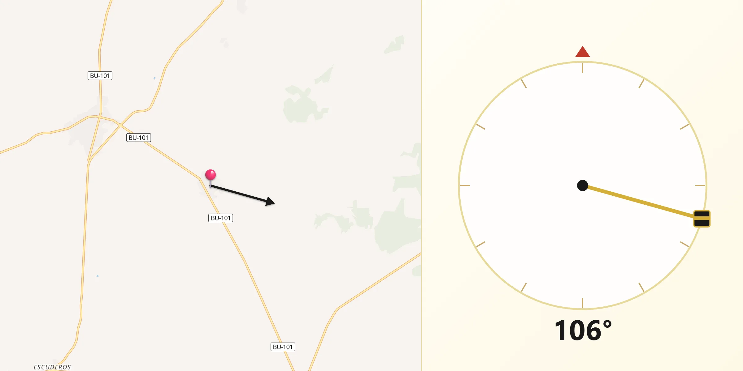 Dirección de la Qibla desde Mahamud