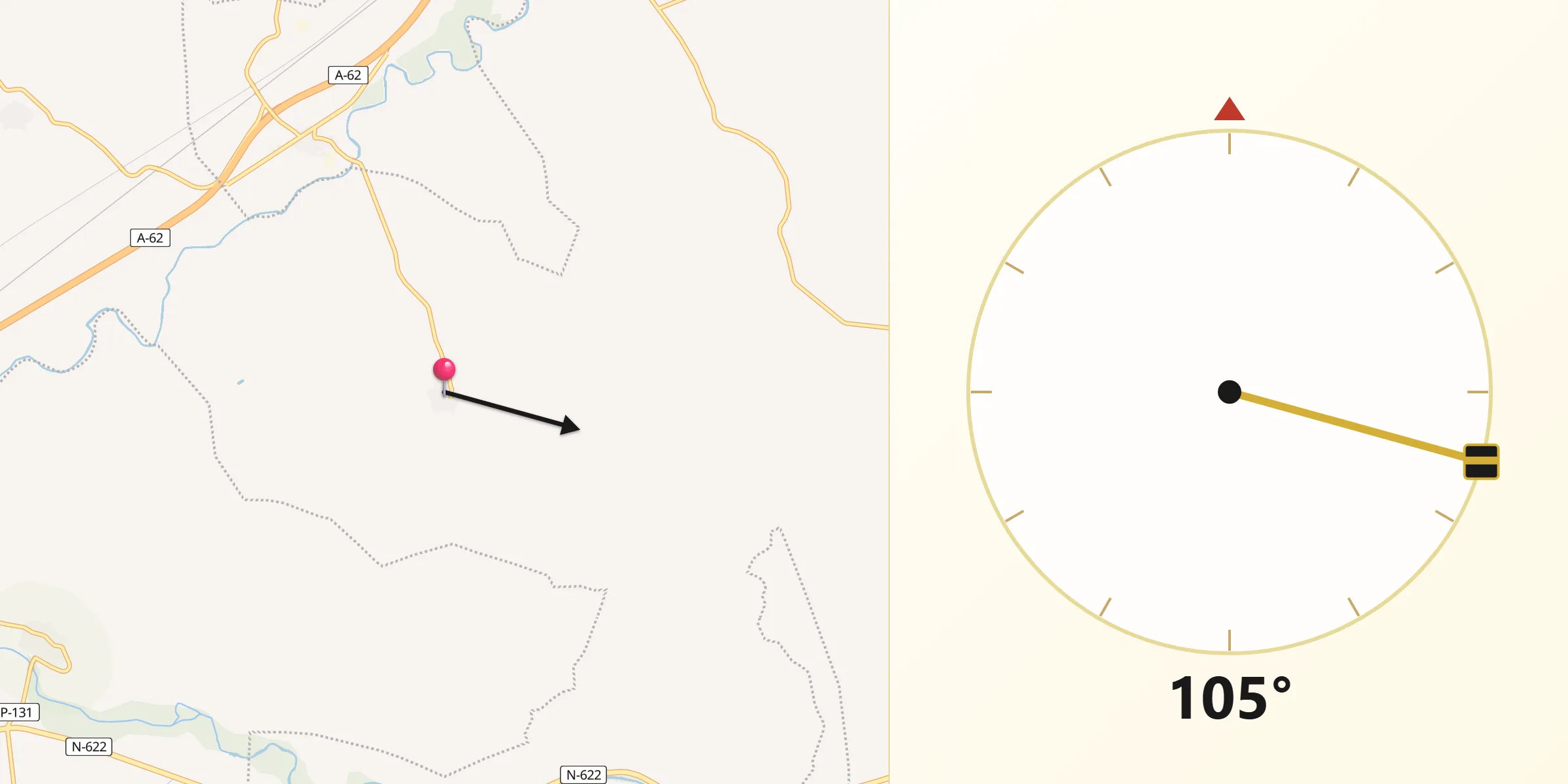 Dirección de la Qibla desde Valles de Palenzuela
