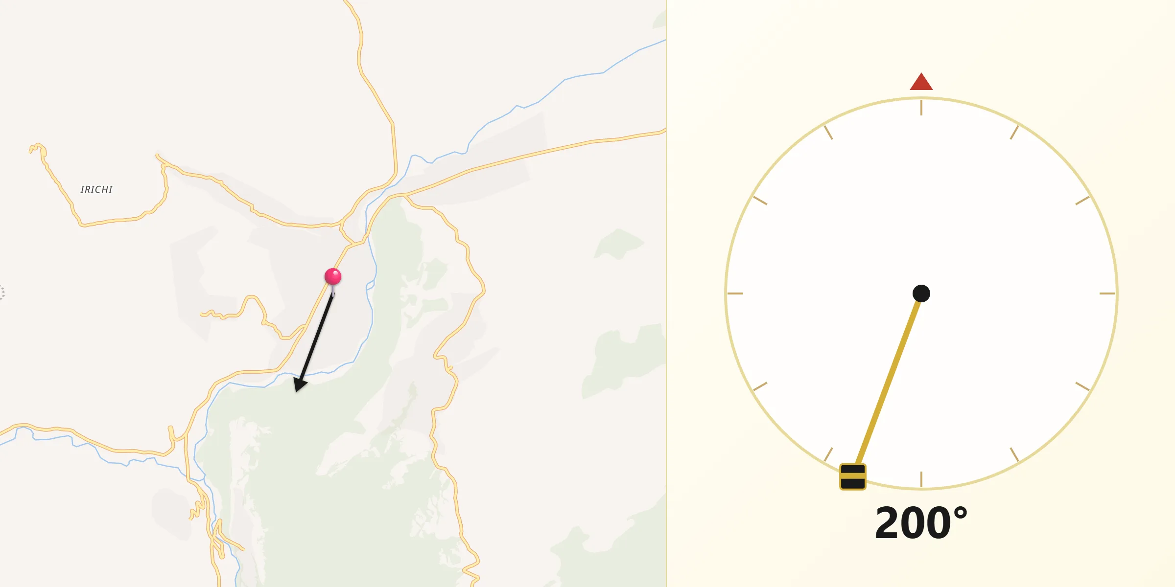 Направление Киблы из Madzhalis