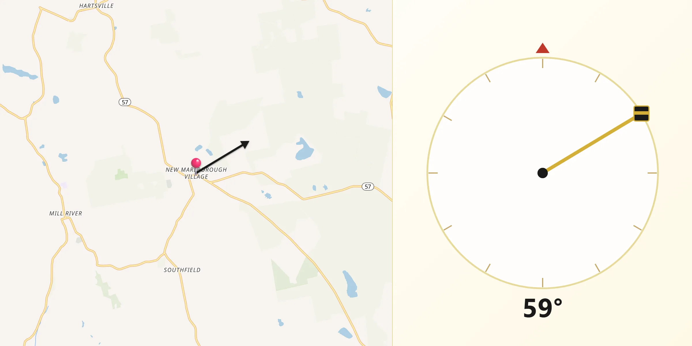 Qibla Direction from New Marlborough