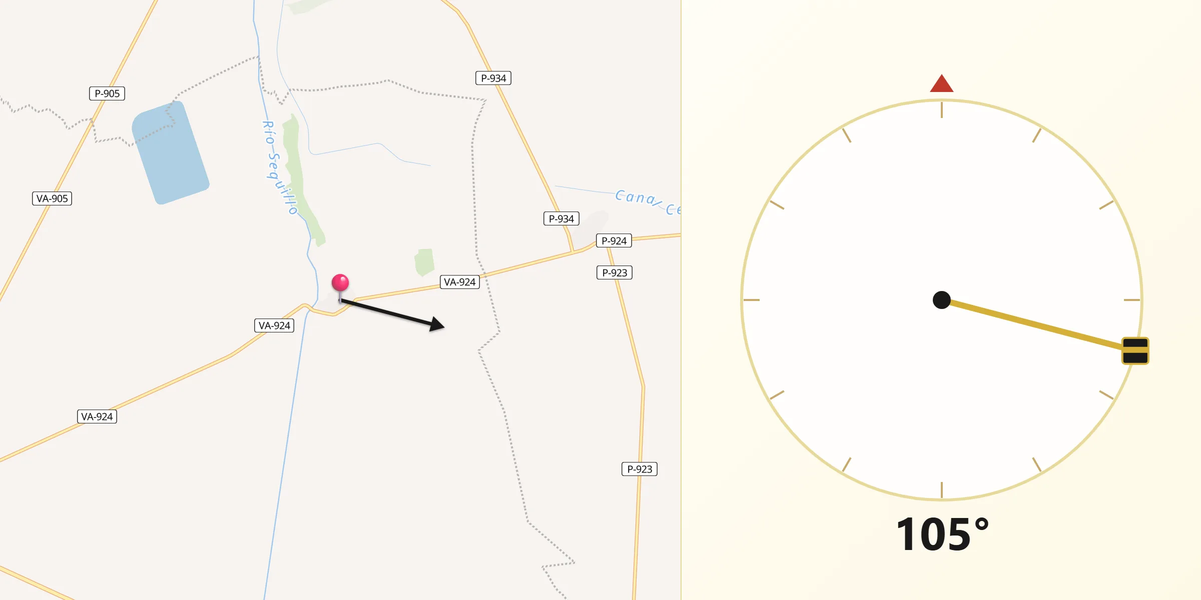 Dirección de la Qibla desde Herrín de Campos