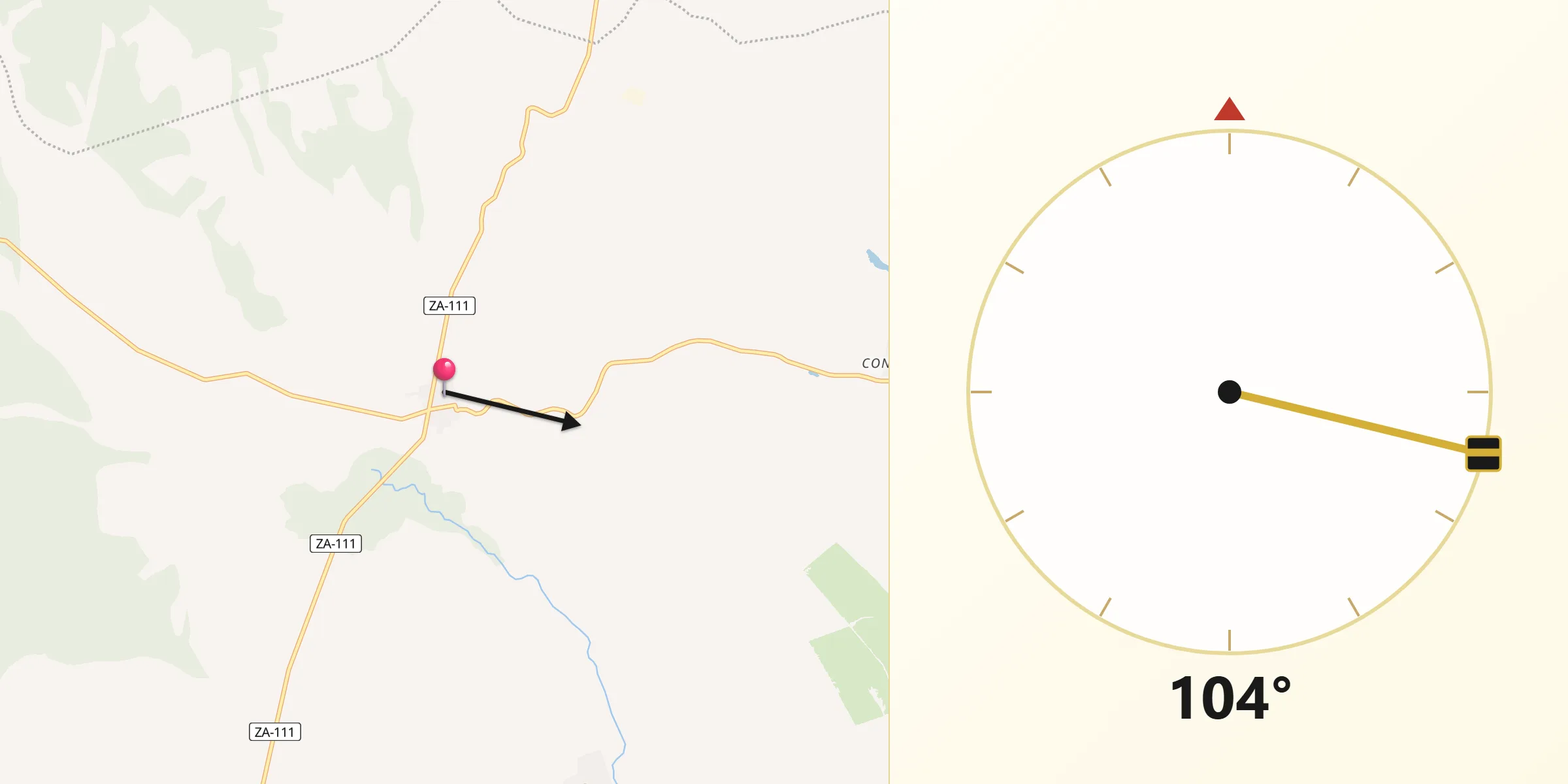 Dirección de la Qibla desde Cubo de Benavente